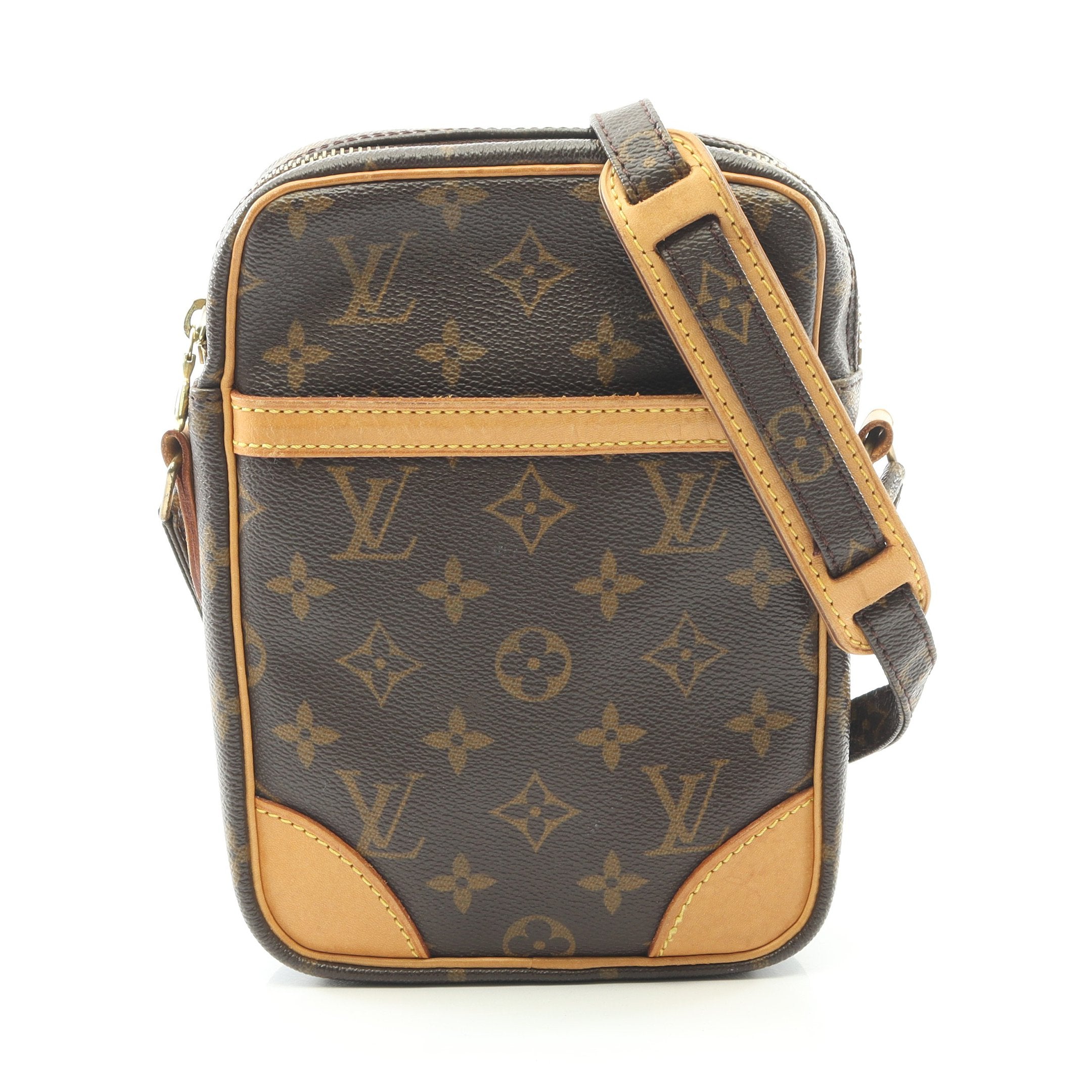 ダヌーブ モノグラム ショルダーバッグ PVC レザー ブラウン ルイ