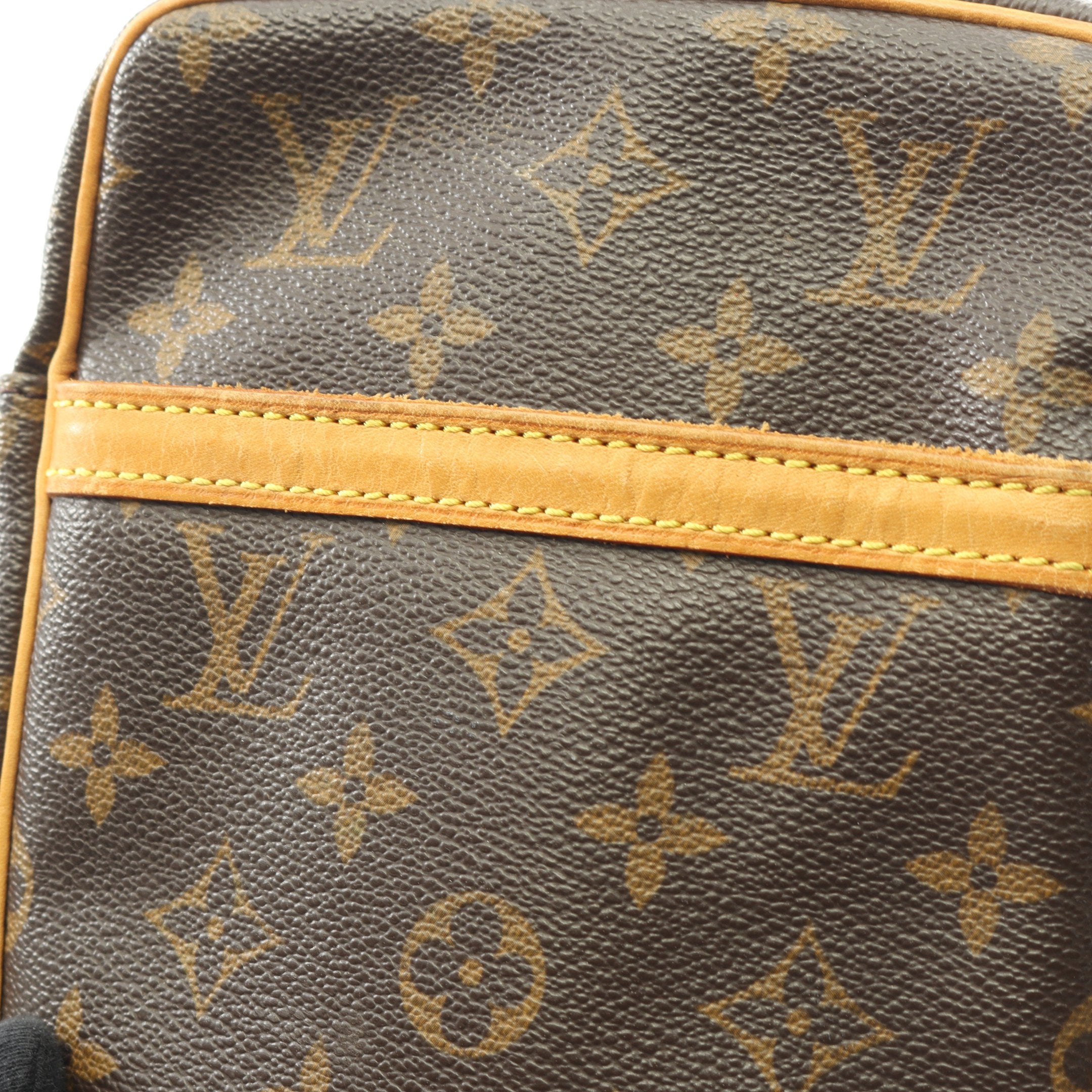 ダヌーブ モノグラム ショルダーバッグ PVC レザー ブラウン ルイ