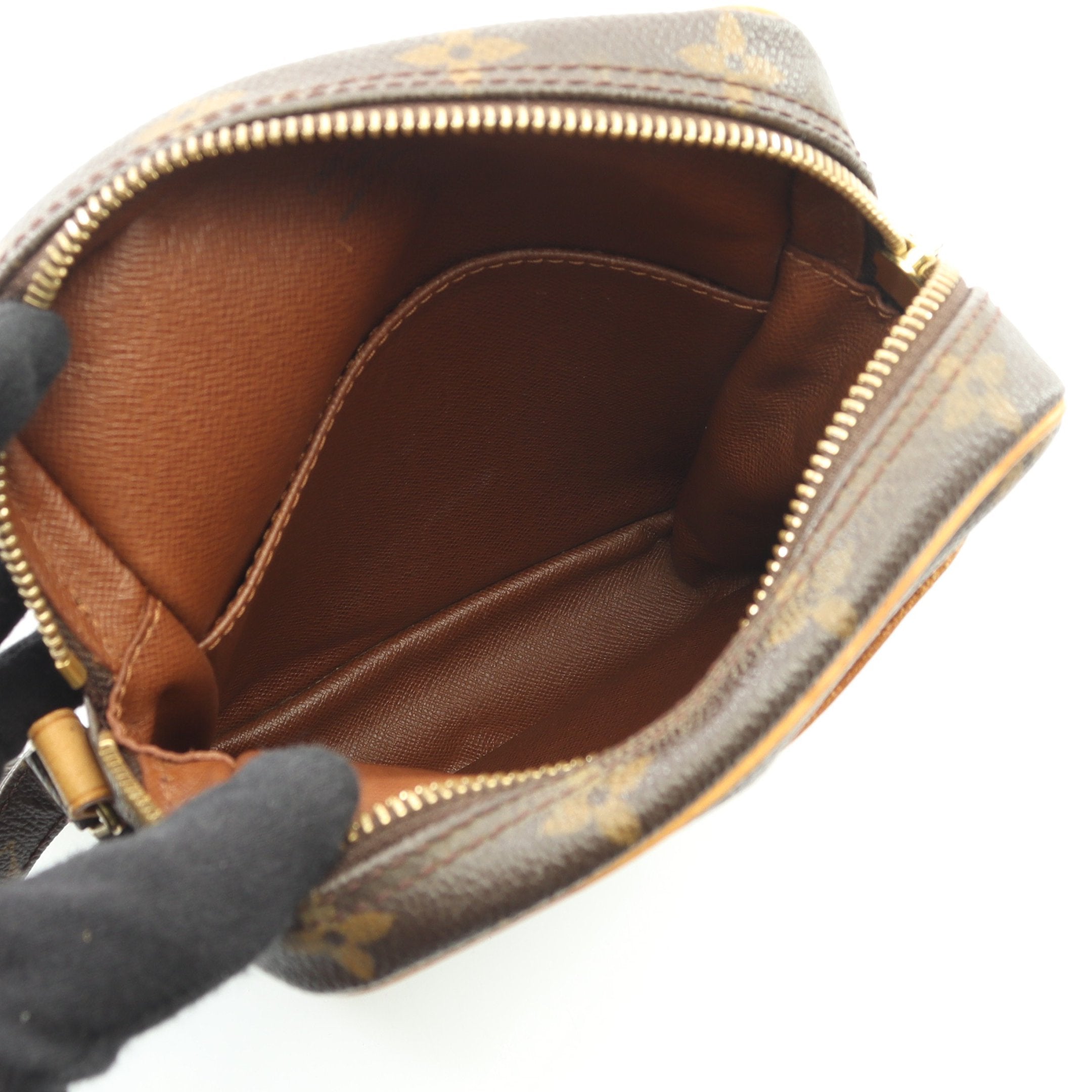 ダヌーブ モノグラム ショルダーバッグ PVC レザー ブラウン ルイ