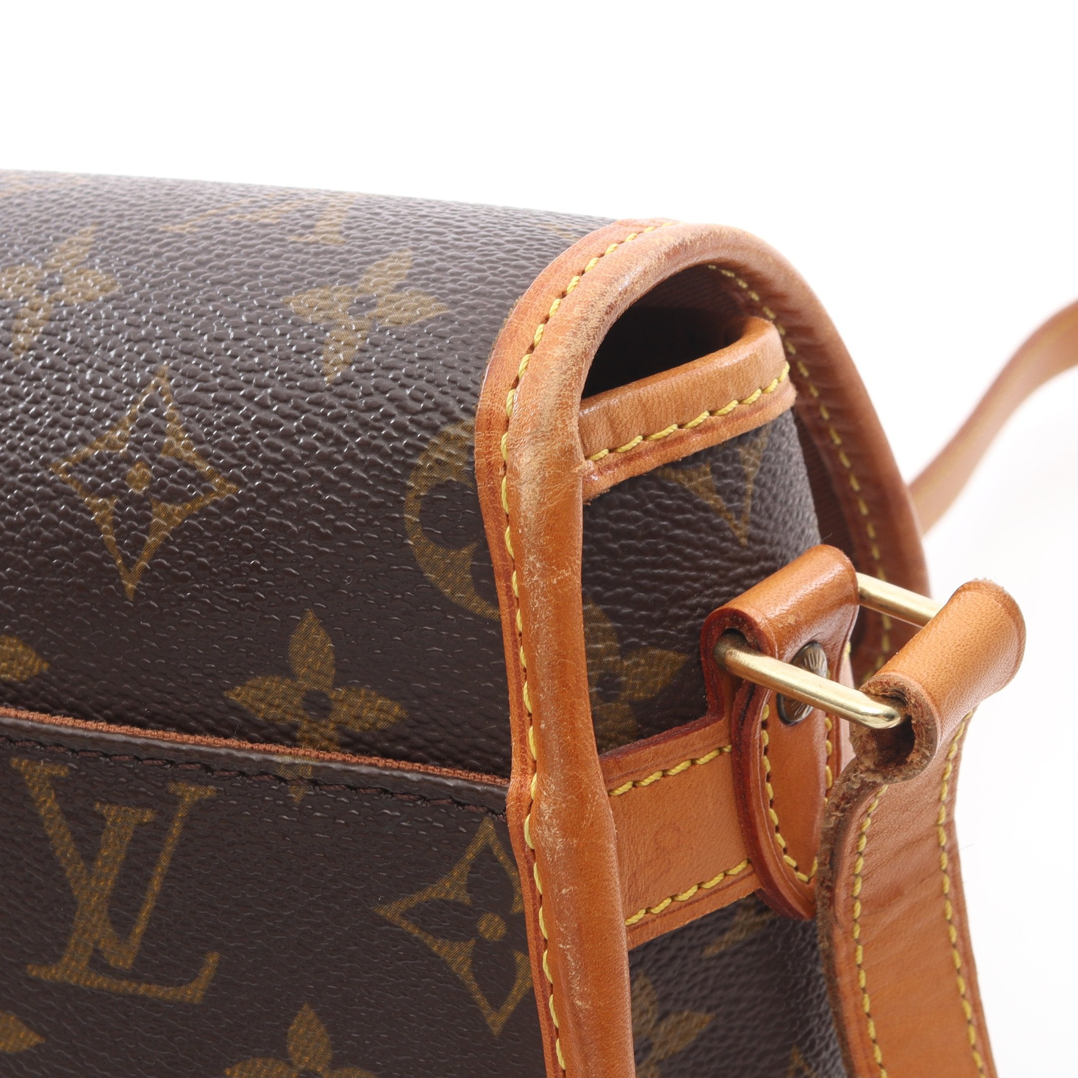 ソローニュ モノグラム ショルダーバッグ PVC レザー ブラウン ルイ