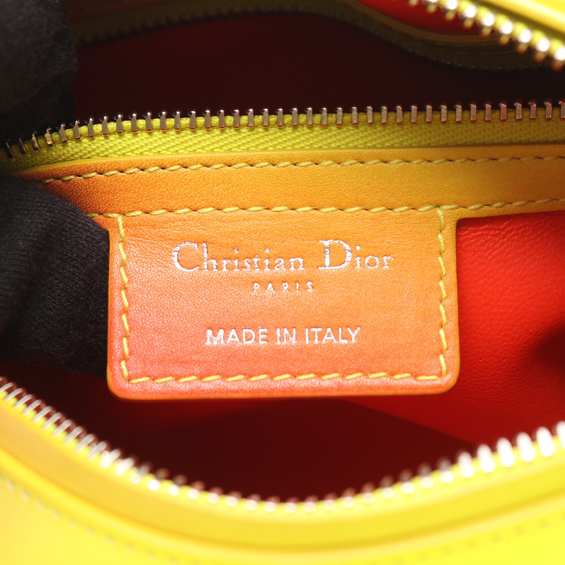 LADY DIOR レディディオール ハンドバッグ レザー イエロー レッド