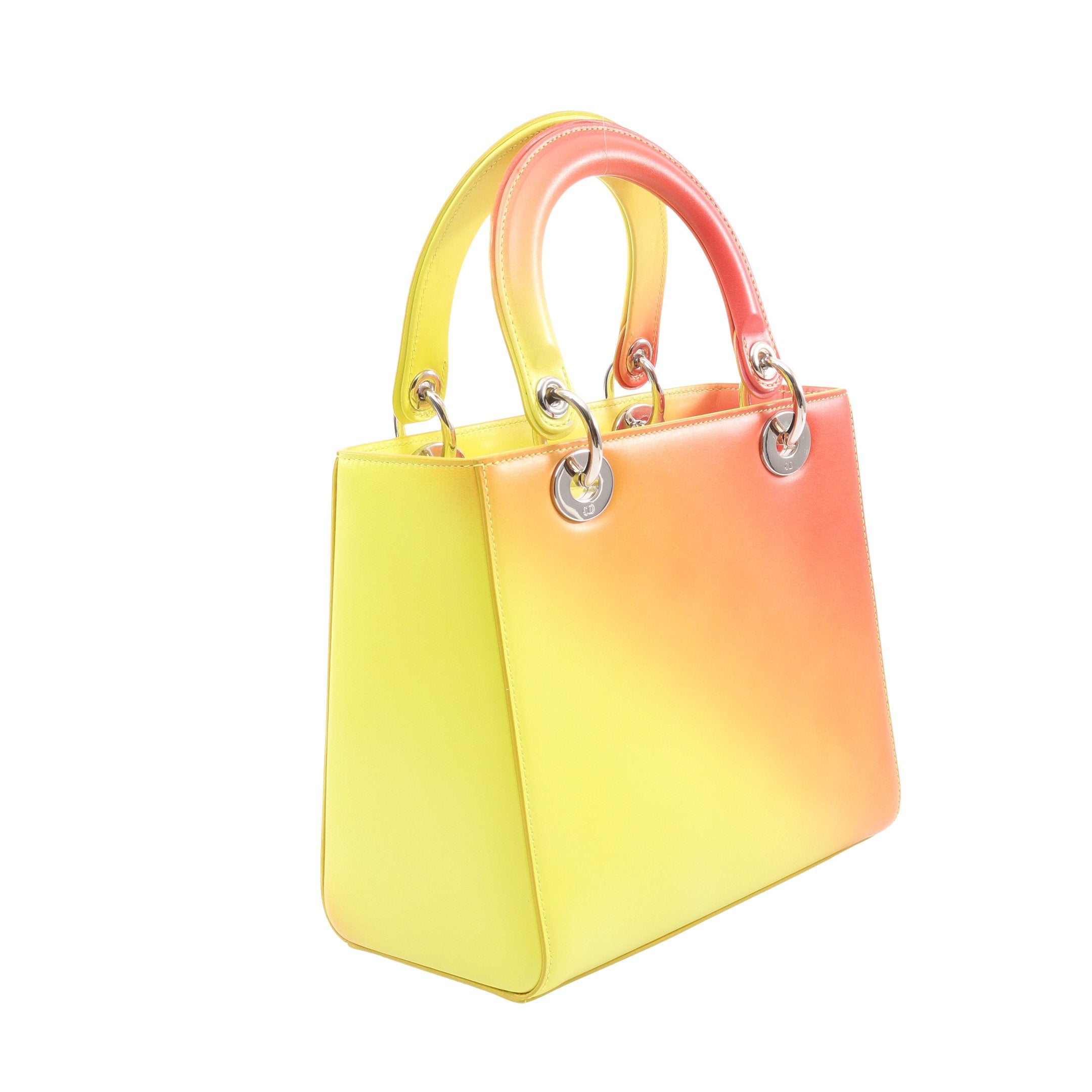 LADY DIOR レディディオール ハンドバッグ レザー イエロー レッド