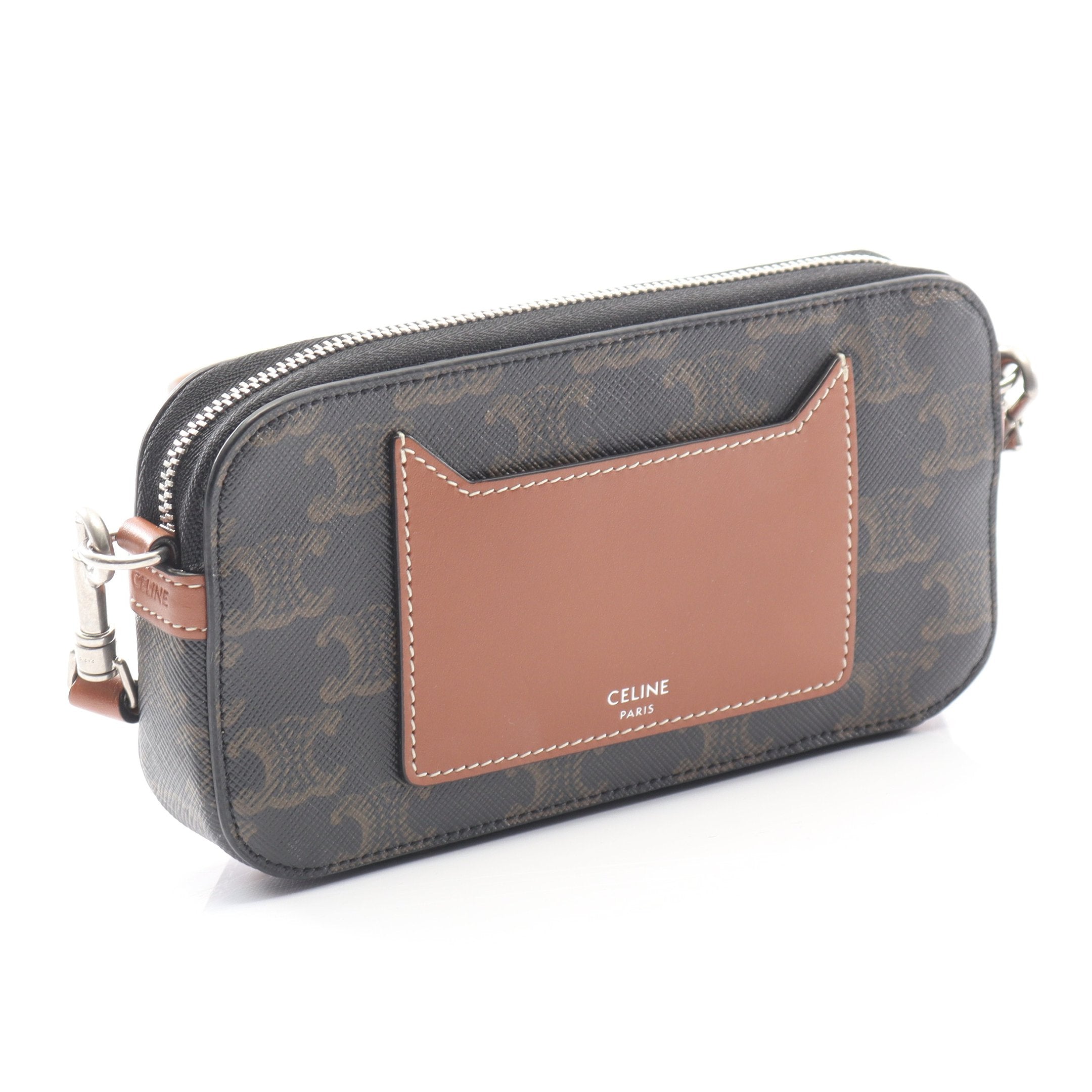 CELINE トリオンフ PVC レザー ポーチ トリオンフ ポーチ PVC レザー ブラック ブラウン セリーヌ – RECLO