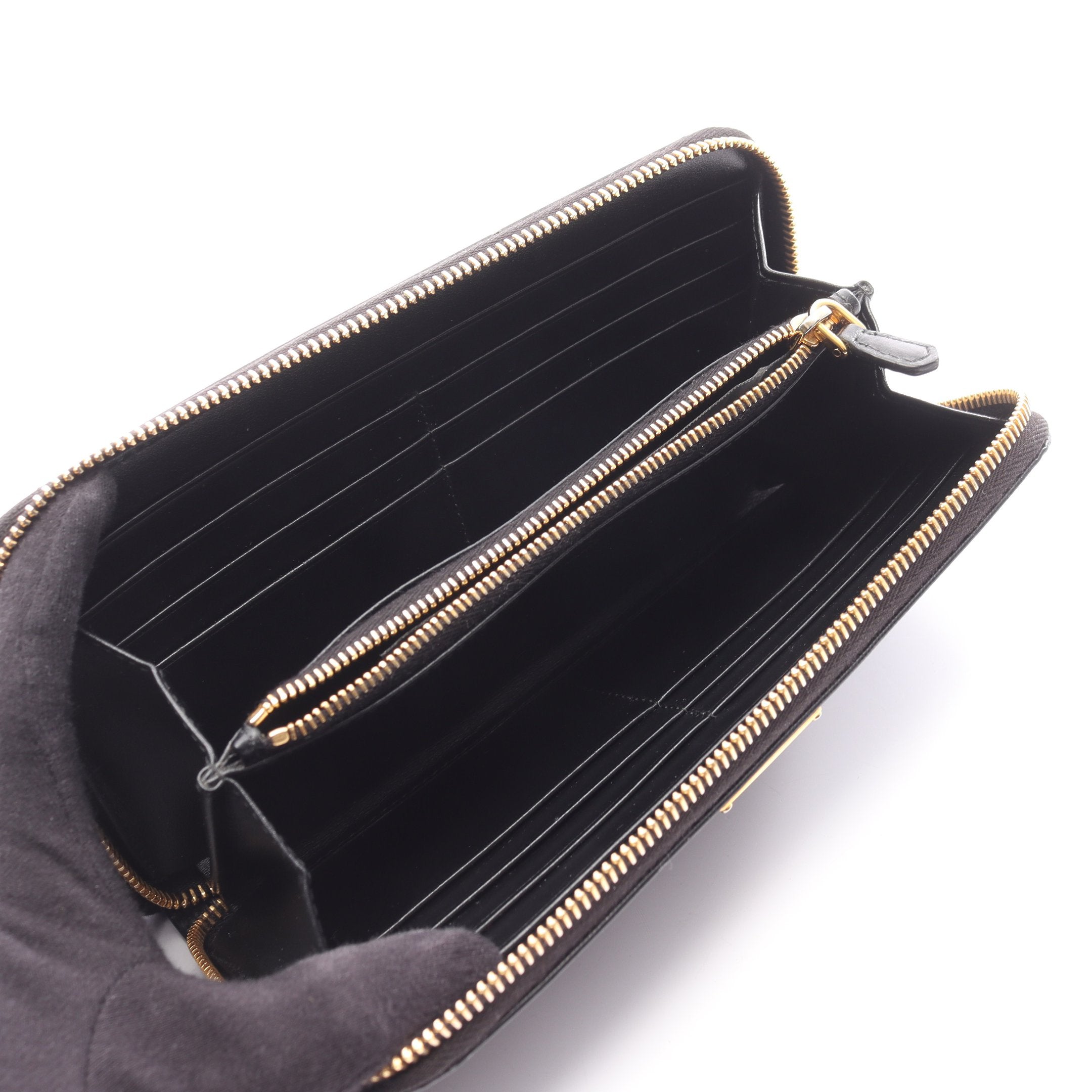 VITTELLO MOVE TR ラウンドファスナー長財布 レザー ブラック プラダ