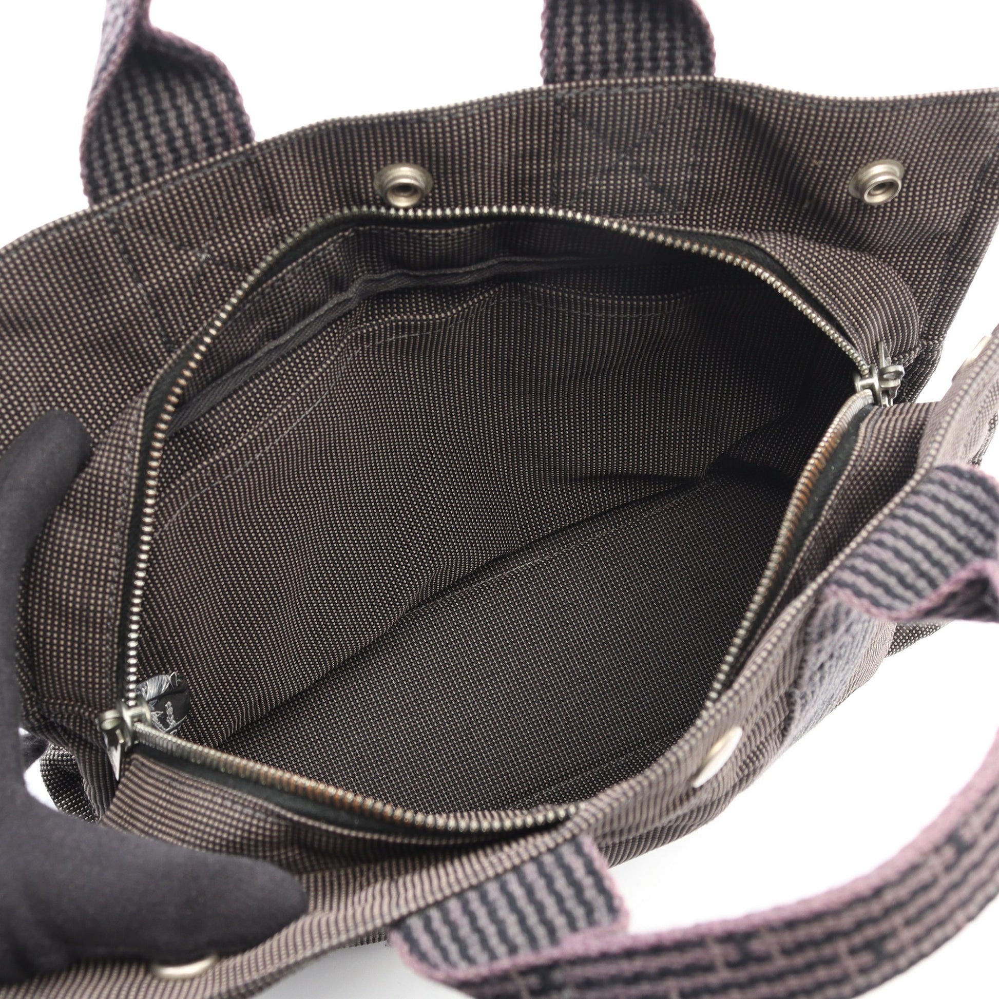 エールラインPM ハンドバッグ トートバッグ ナイロンキャンバス ダークグレー シルバー金具 エルメス バッグ HERMES