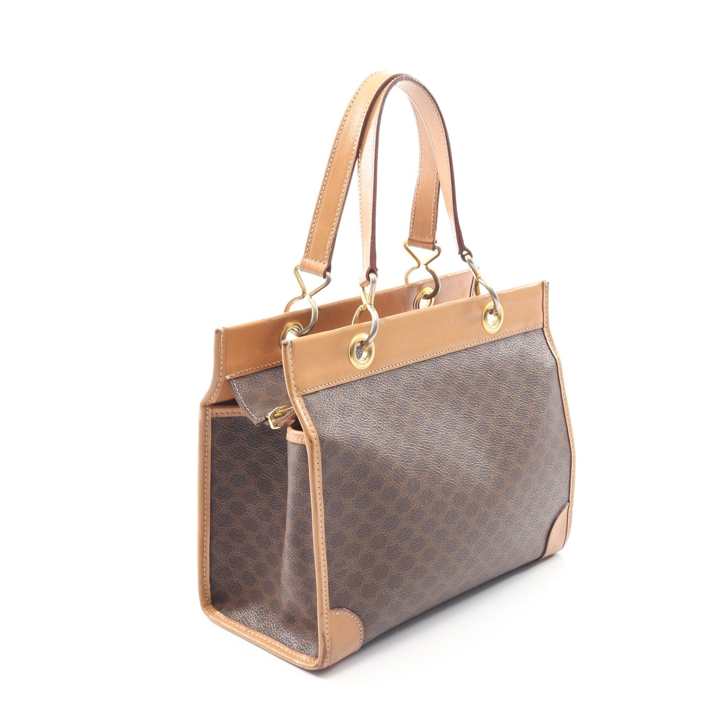 マカダム ハンドバッグ PVC レザー ダークブラウン ライトブラウン セリーヌ バッグ CELINE