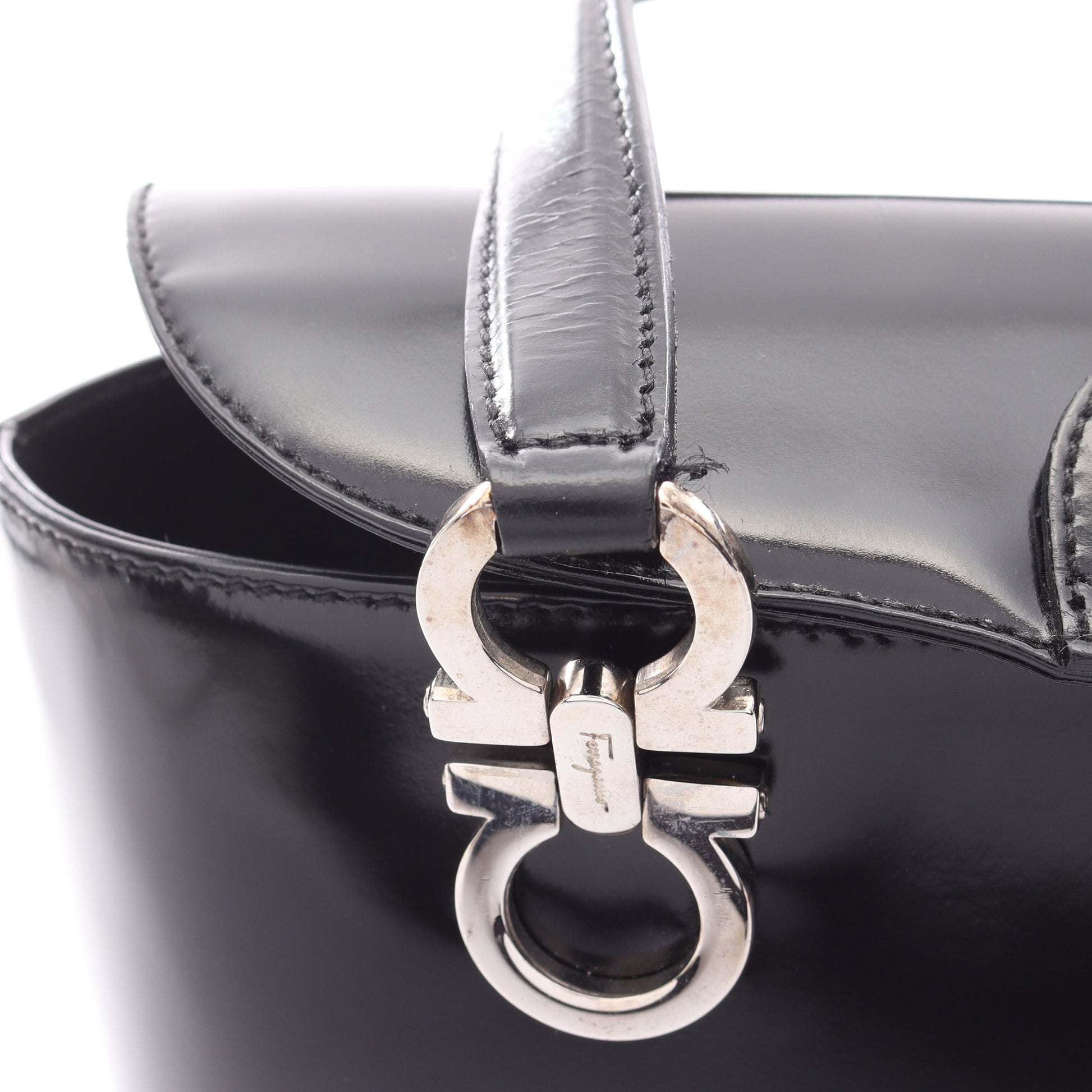 ガンチーニ ハンドバッグ レザー ブラック 2WAY サルヴァトーレフェラガモ バッグ Salvatore Ferragamo