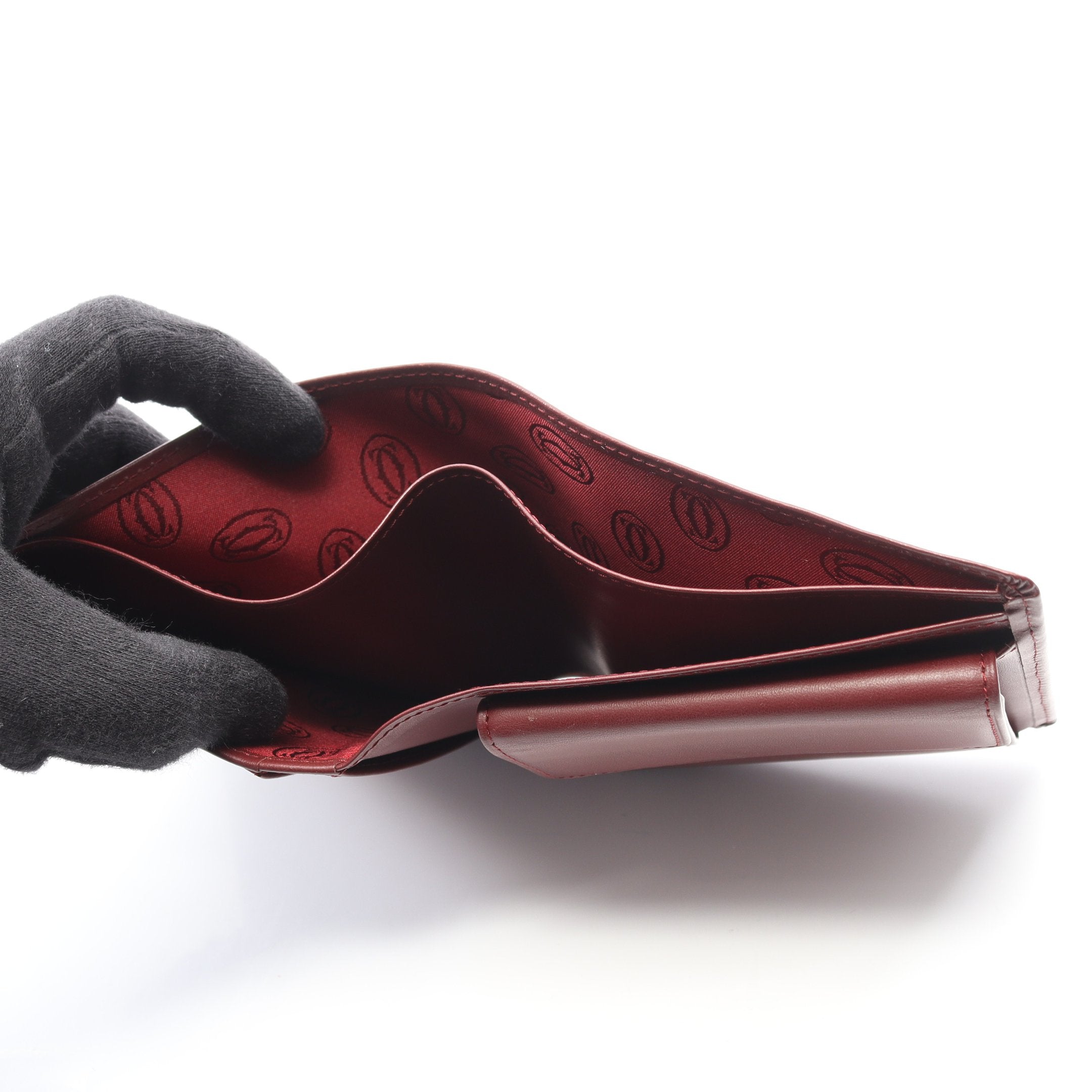 ✨未使用・付属品完備✨　カルティエ　二つ折り　マストライン　レザー　ボルドー MUST DE CARTIER Cartier カルティエ マストライン 二つ折り財布 財布