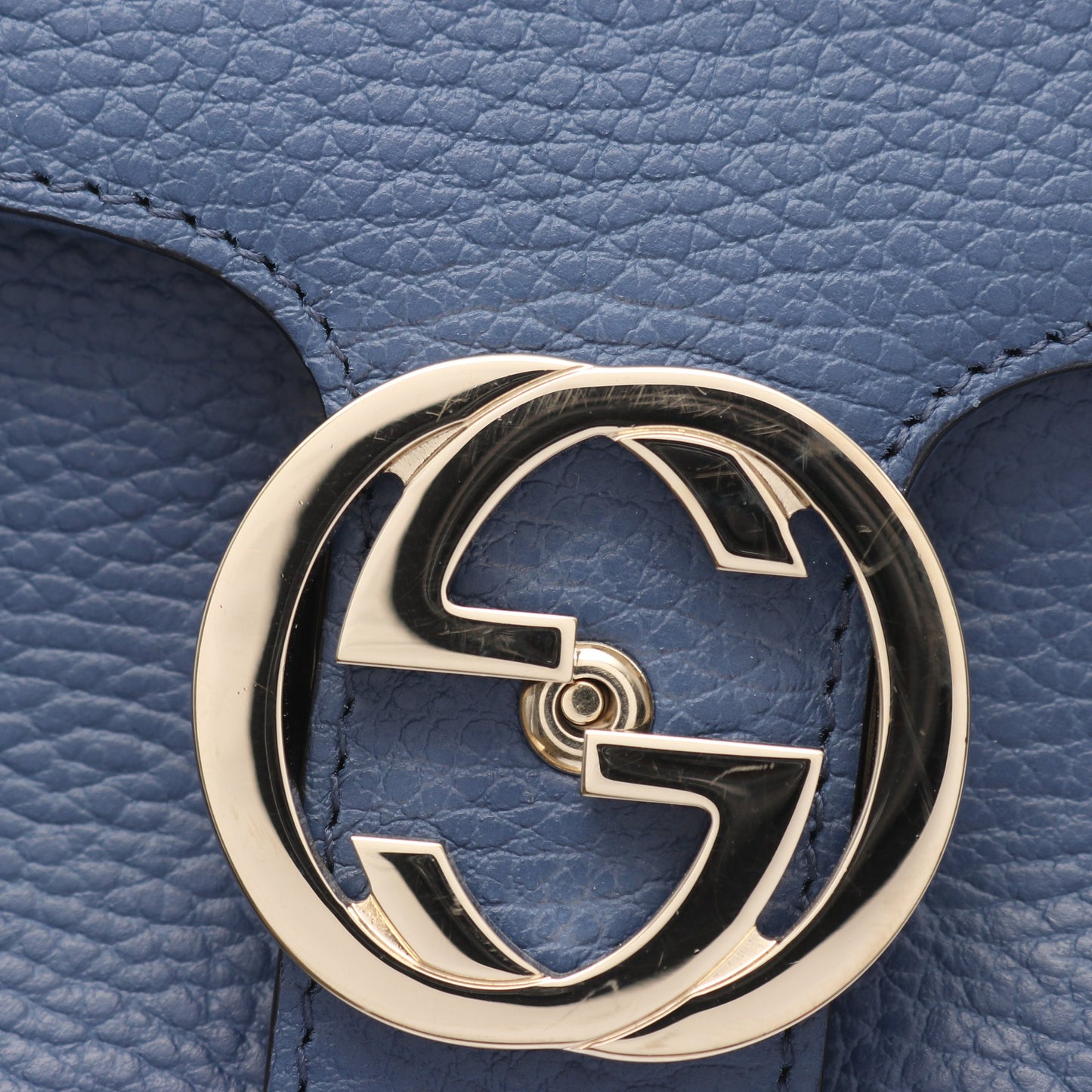 インターロッキングG ハンドバッグ レザー ブルー 2WAY グッチ バッグ GUCCI