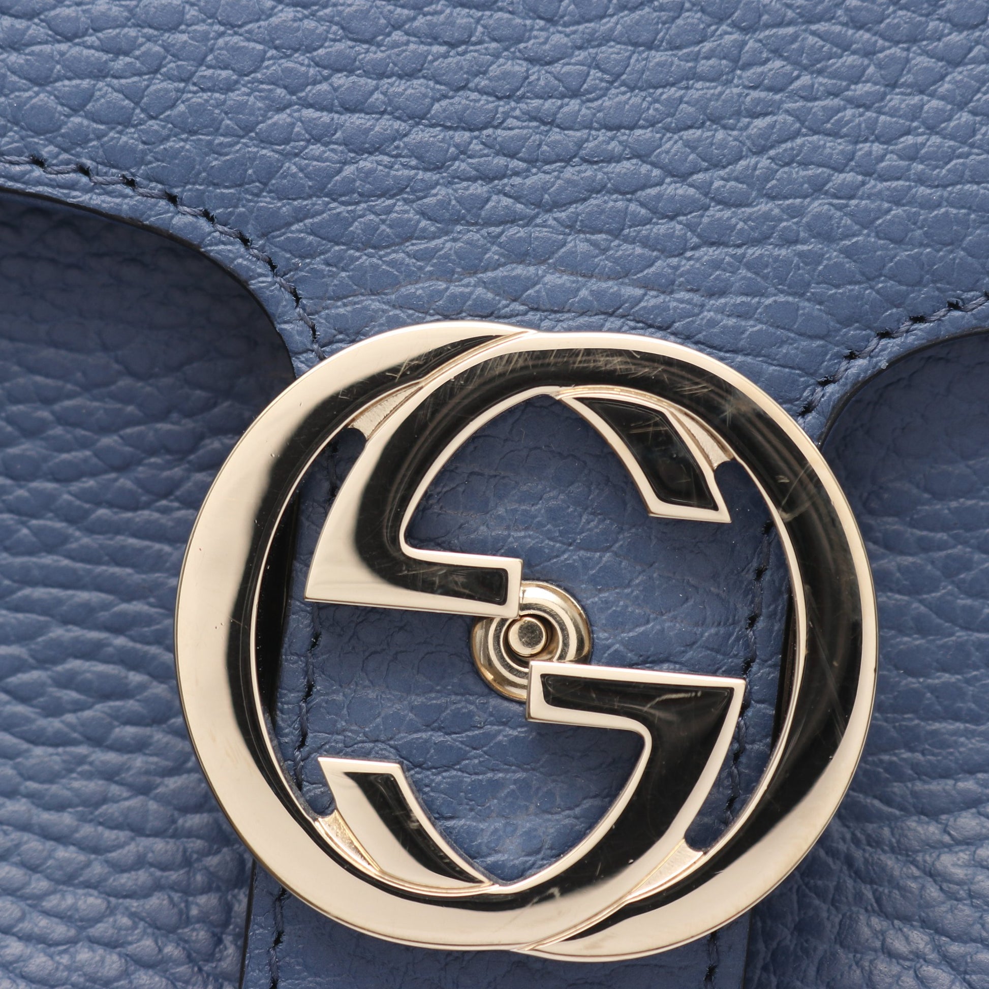 インターロッキングG ハンドバッグ レザー ブルー 2WAY グッチ バッグ GUCCI
