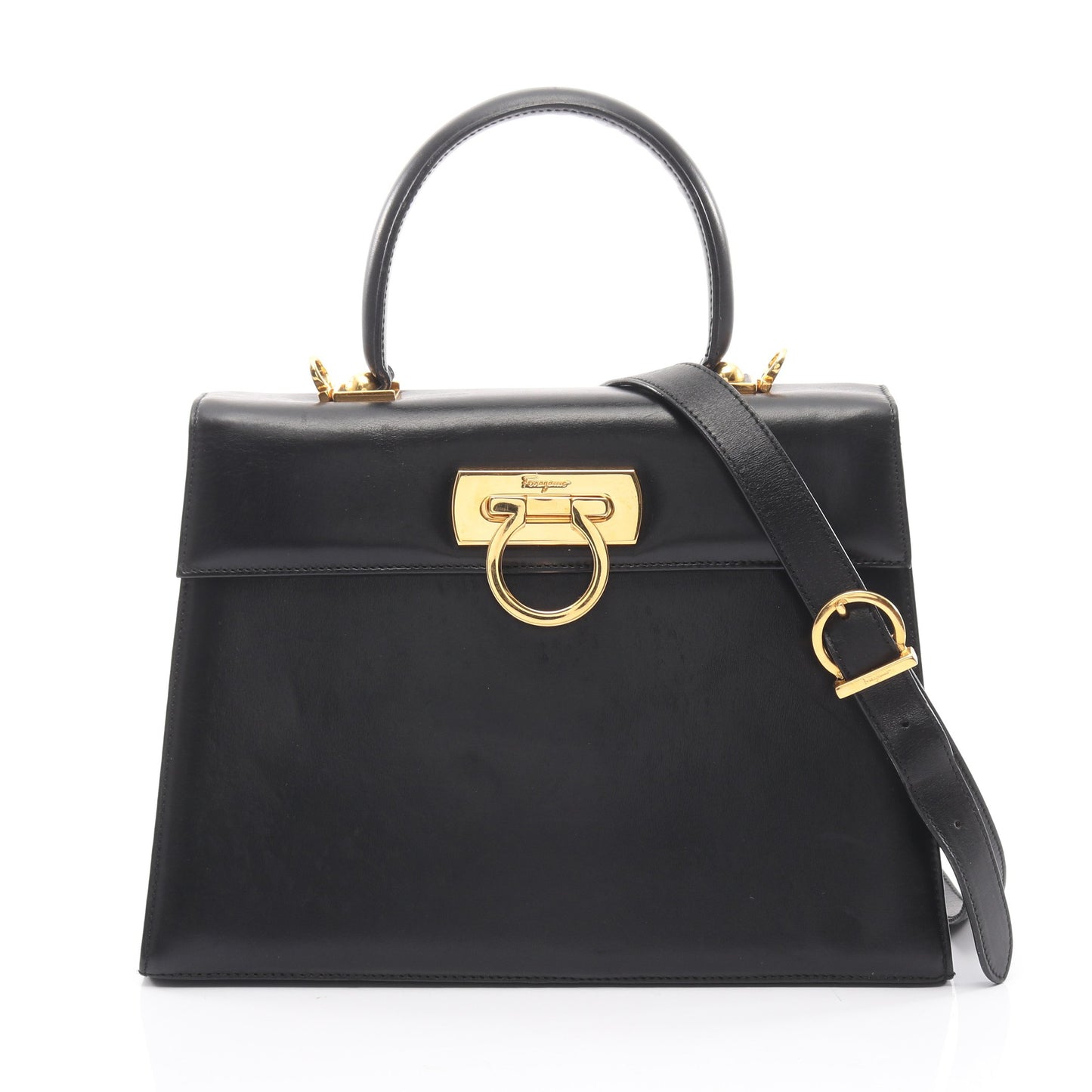 ガンチーニ ハンドバッグ レザー ブラック 2WAY サルヴァトーレフェラガモ バッグ Salvatore Ferragamo