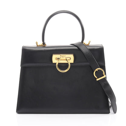 ガンチーニ ハンドバッグ レザー ブラック 2WAY サルヴァトーレフェラガモ バッグ Salvatore Ferragamo