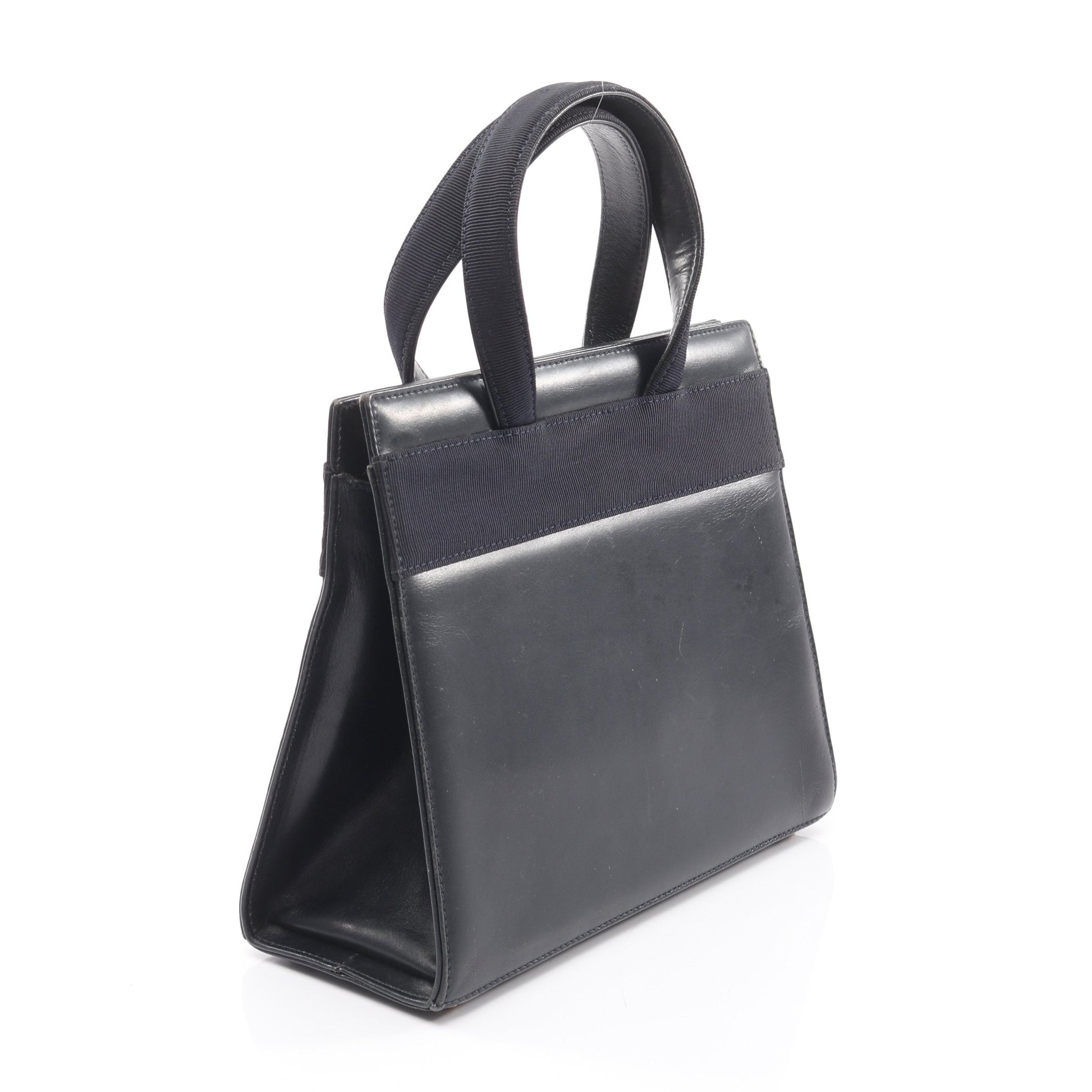 ヴァラリボン ハンドバッグ レザー ダークネイビー サルヴァトーレフェラガモ バッグ Salvatore Ferragamo