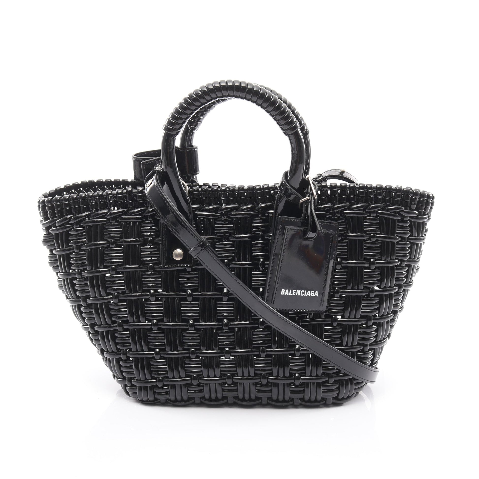 BISTRO XS ビストロ バスケットバッグ ハンドバッグ トートバッグ エナメル ブラック 2WAY バレンシアガ バッグ BALENCIAGA