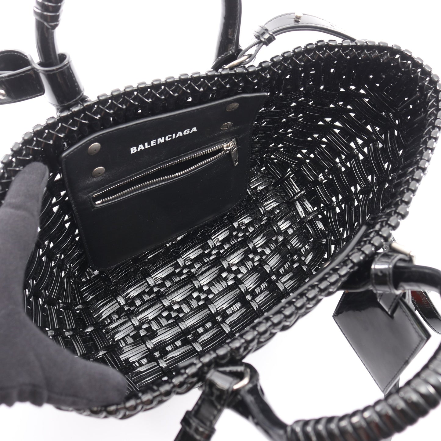 BISTRO XS ビストロ バスケットバッグ ハンドバッグ トートバッグ エナメル ブラック 2WAY バレンシアガ バッグ BALENCIAGA