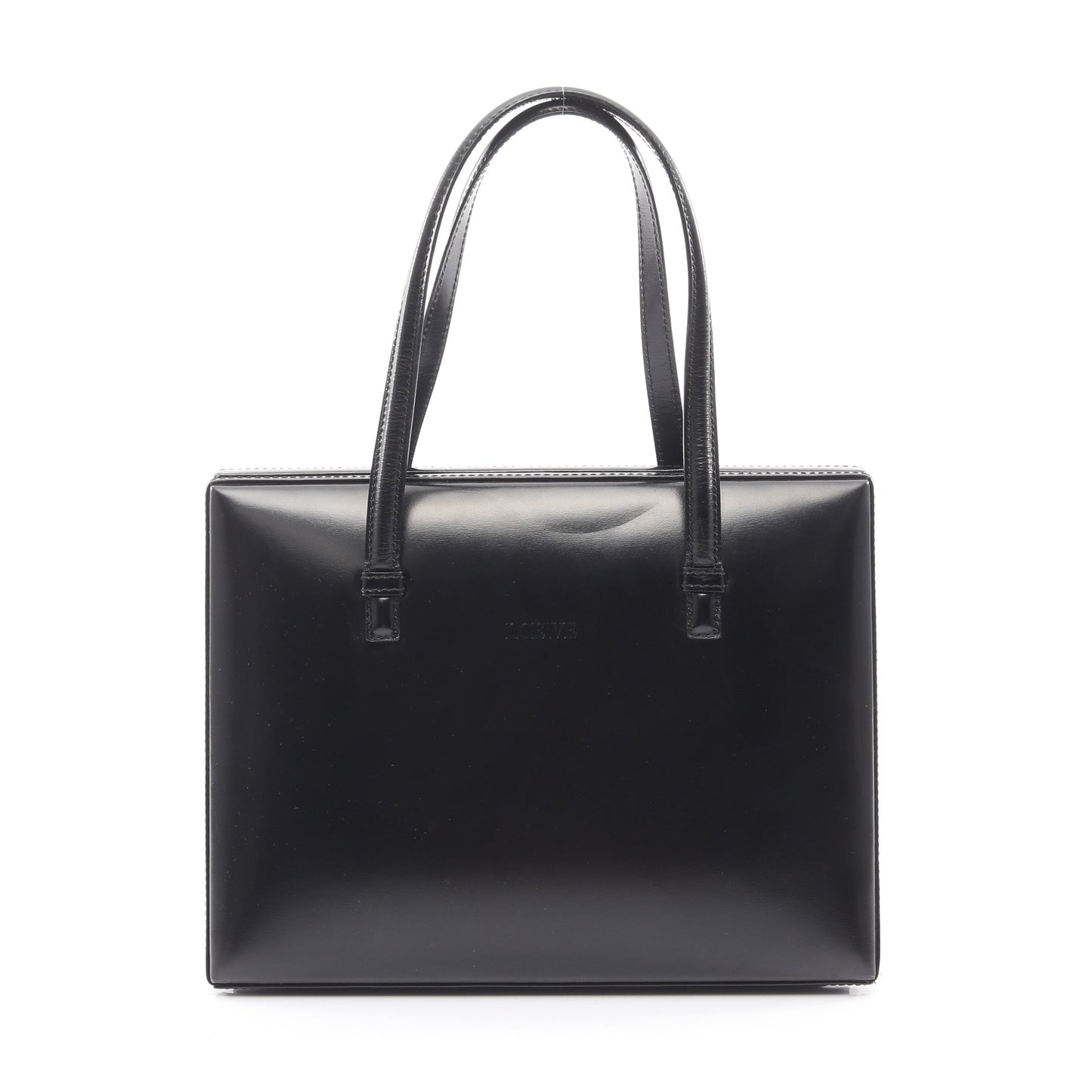 ハンドバッグ 型押しロゴ レザー ブラック ロエベ バッグ LOEWE