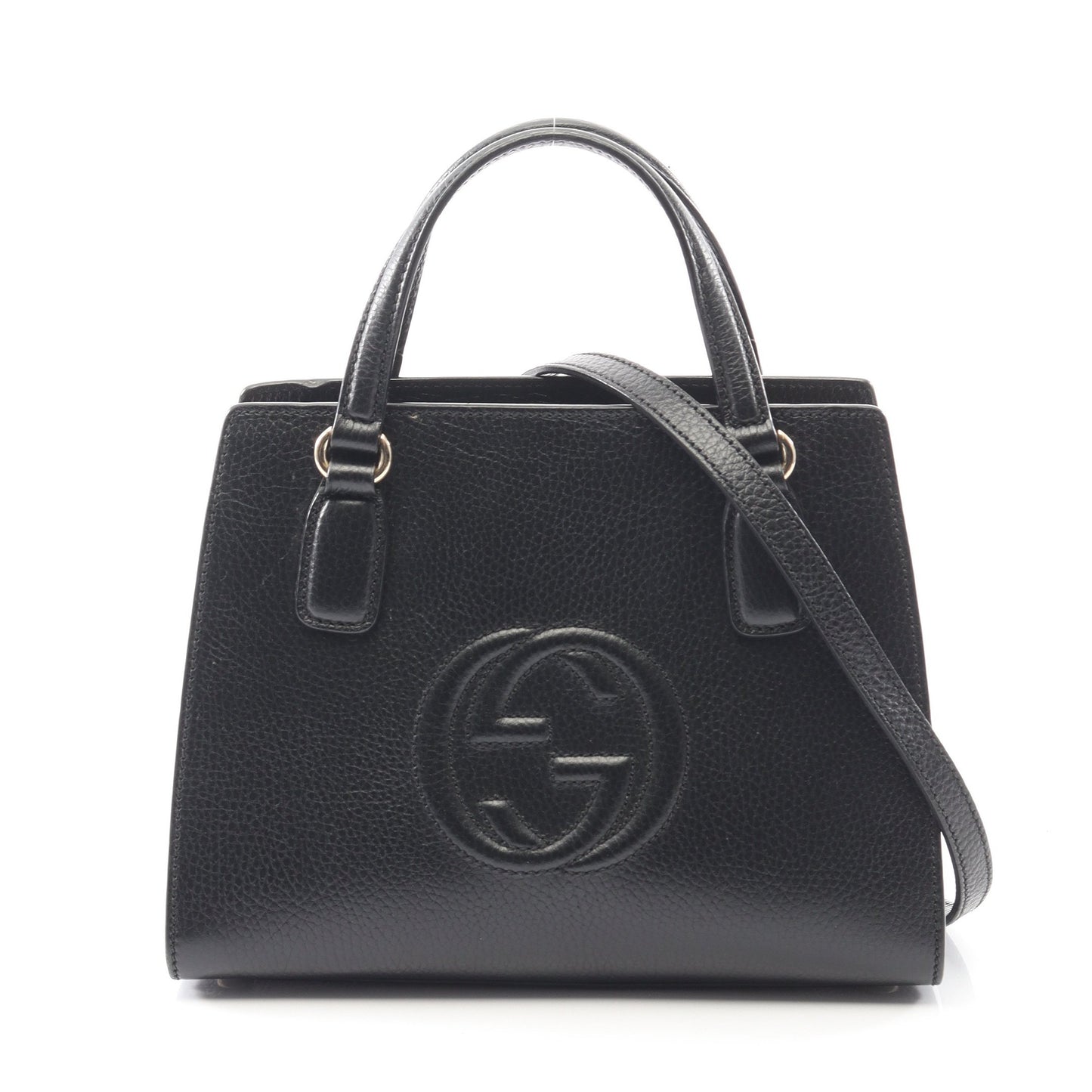ソーホー インターロッキングG ハンドバッグ レザー ブラック 2WAY グッチ バッグ GUCCI