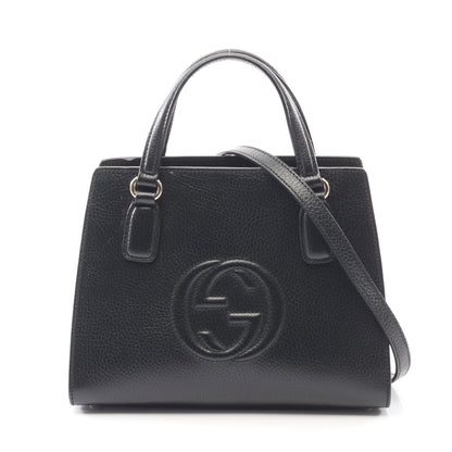 ソーホー インターロッキングG ハンドバッグ レザー ブラック 2WAY グッチ バッグ GUCCI