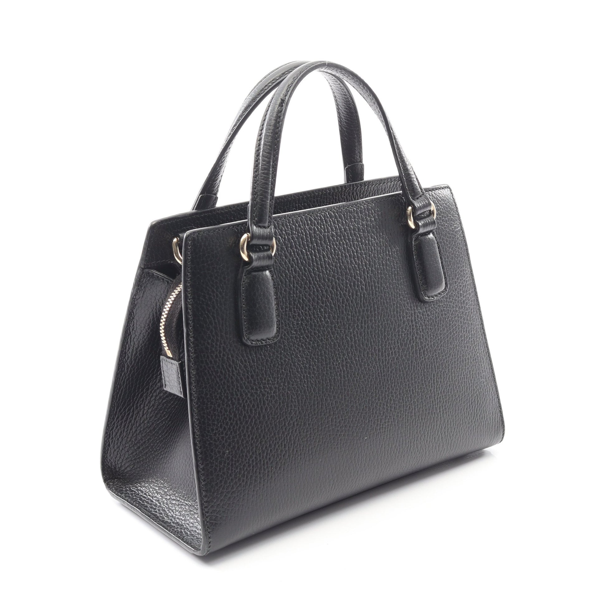 ソーホー インターロッキングG ハンドバッグ レザー ブラック 2WAY グッチ バッグ GUCCI