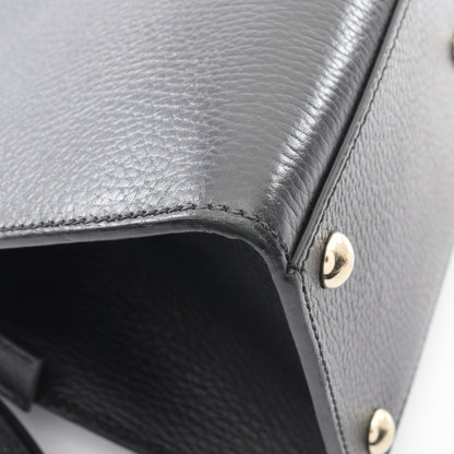 ソーホー インターロッキングG ハンドバッグ レザー ブラック 2WAY グッチ バッグ GUCCI