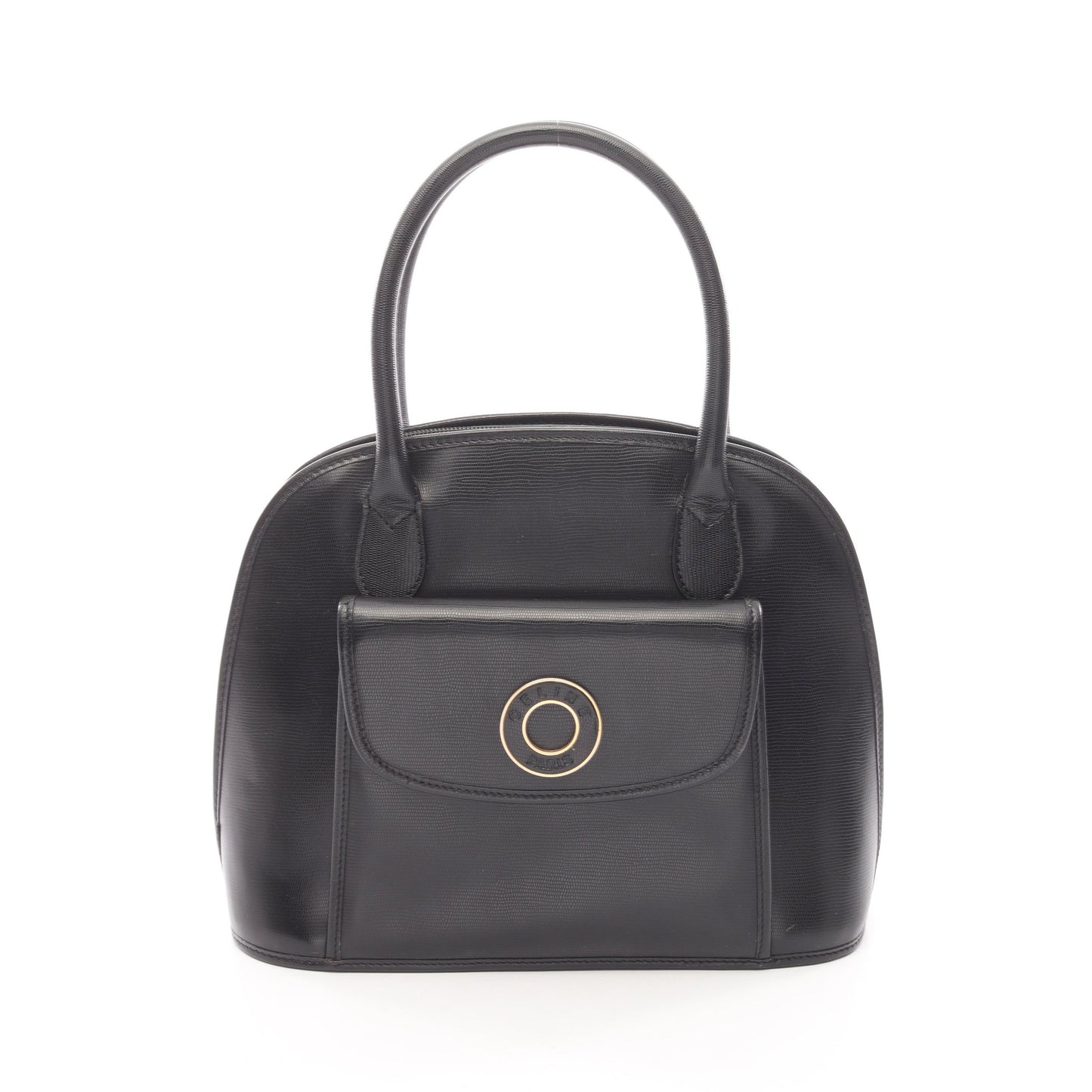 サークルロゴ ハンドバッグ レザー ブラック セリーヌ バッグ CELINE