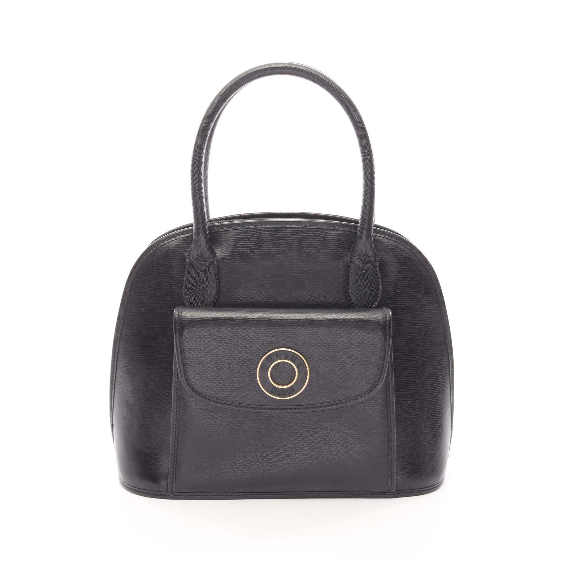 サークルロゴ ハンドバッグ レザー ブラック セリーヌ バッグ CELINE