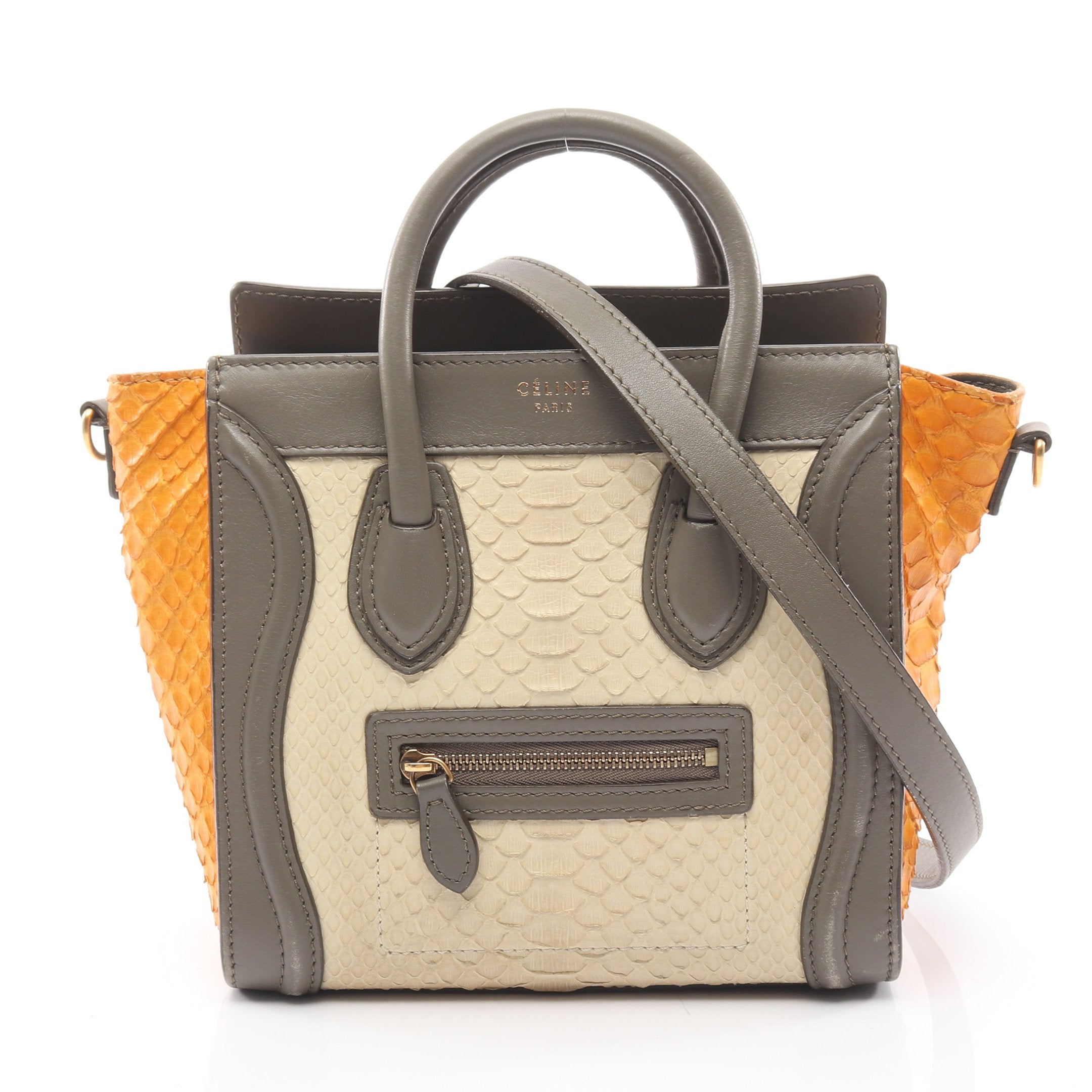 ラゲージ ナノショッパー ハンドバッグ パイソン レザー アイボリー