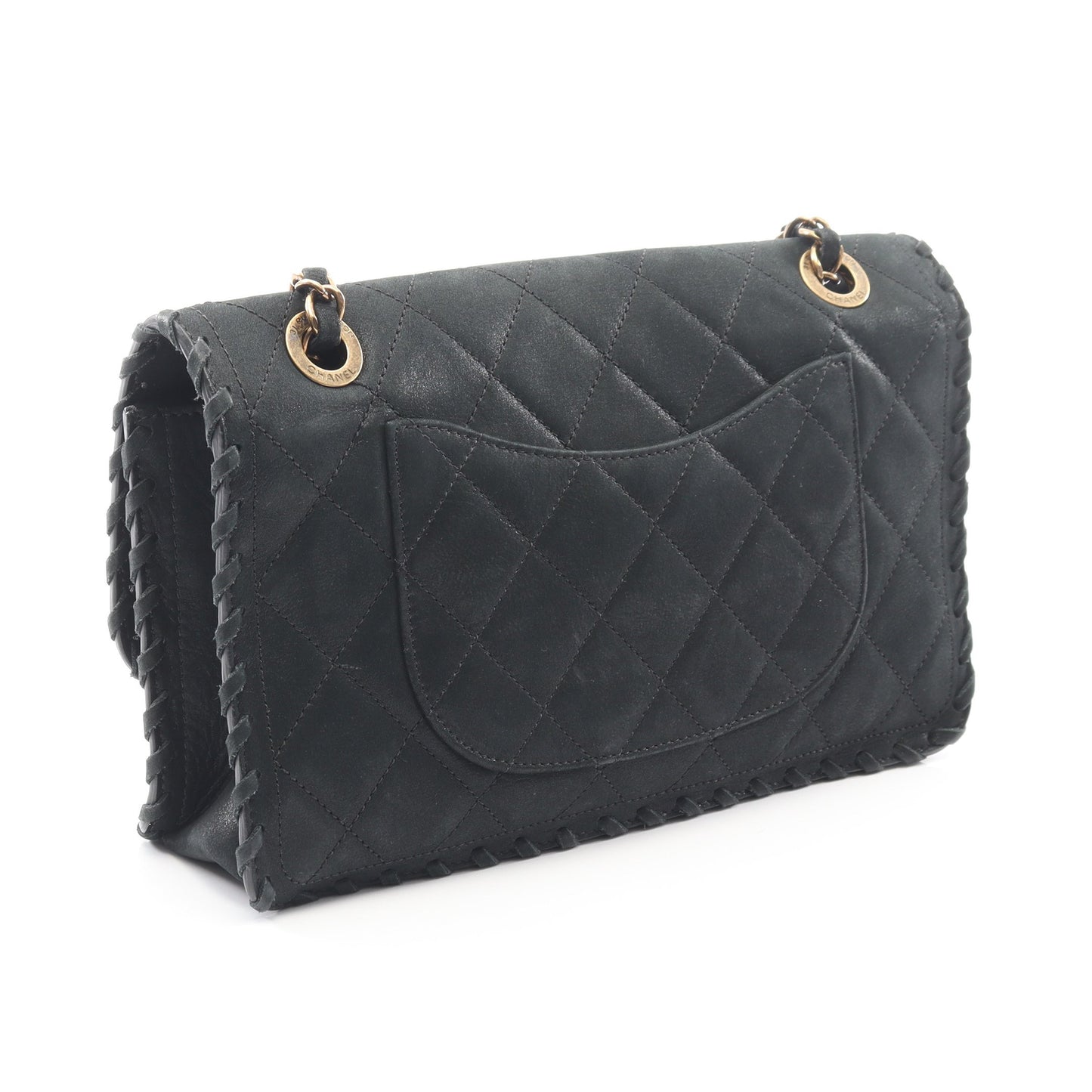 マトラッセ チェーンショルダーバッグ ベルベットカーフスキン ブラック アンティークゴールド金具 シャネル バッグ CHANEL