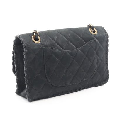 マトラッセ チェーンショルダーバッグ ベルベットカーフスキン ブラック アンティークゴールド金具 シャネル バッグ CHANEL