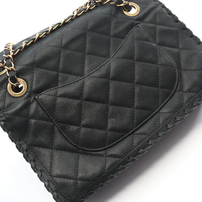 マトラッセ チェーンショルダーバッグ ベルベットカーフスキン ブラック アンティークゴールド金具 シャネル バッグ CHANEL