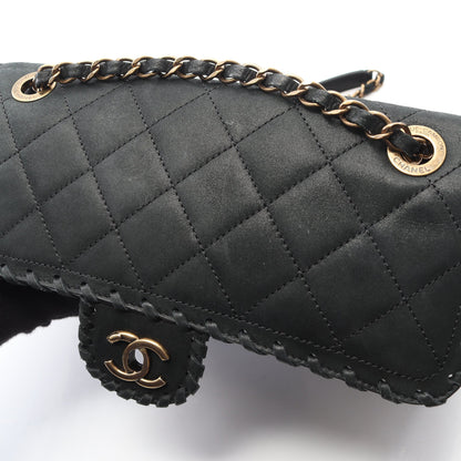 マトラッセ チェーンショルダーバッグ ベルベットカーフスキン ブラック アンティークゴールド金具 シャネル バッグ CHANEL