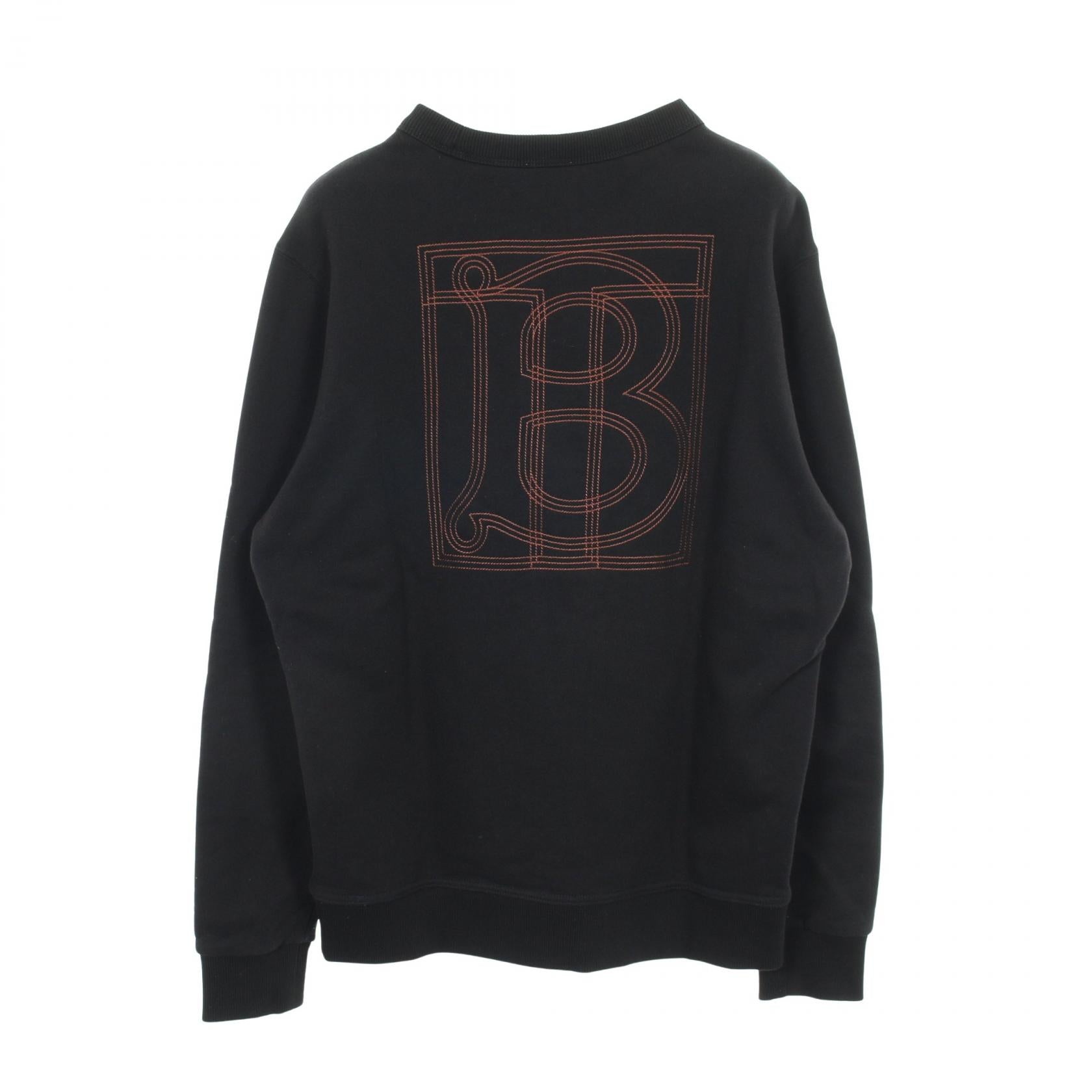 スウェットシャツ クルーネック ロゴ刺繍 コットン ブラック バーバリー トップス BURBERRY