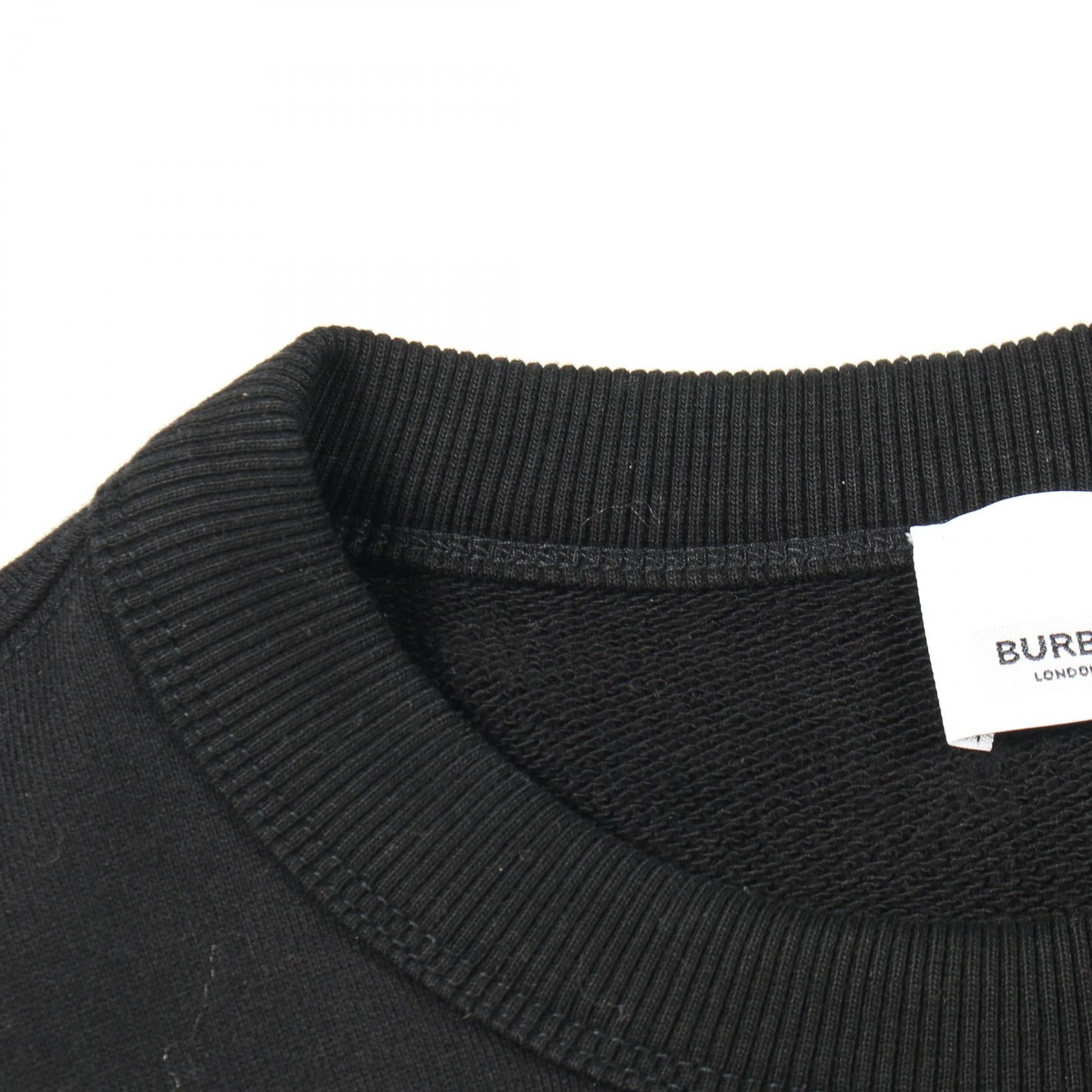 スウェットシャツ クルーネック ロゴ刺繍 コットン ブラック バーバリー トップス BURBERRY