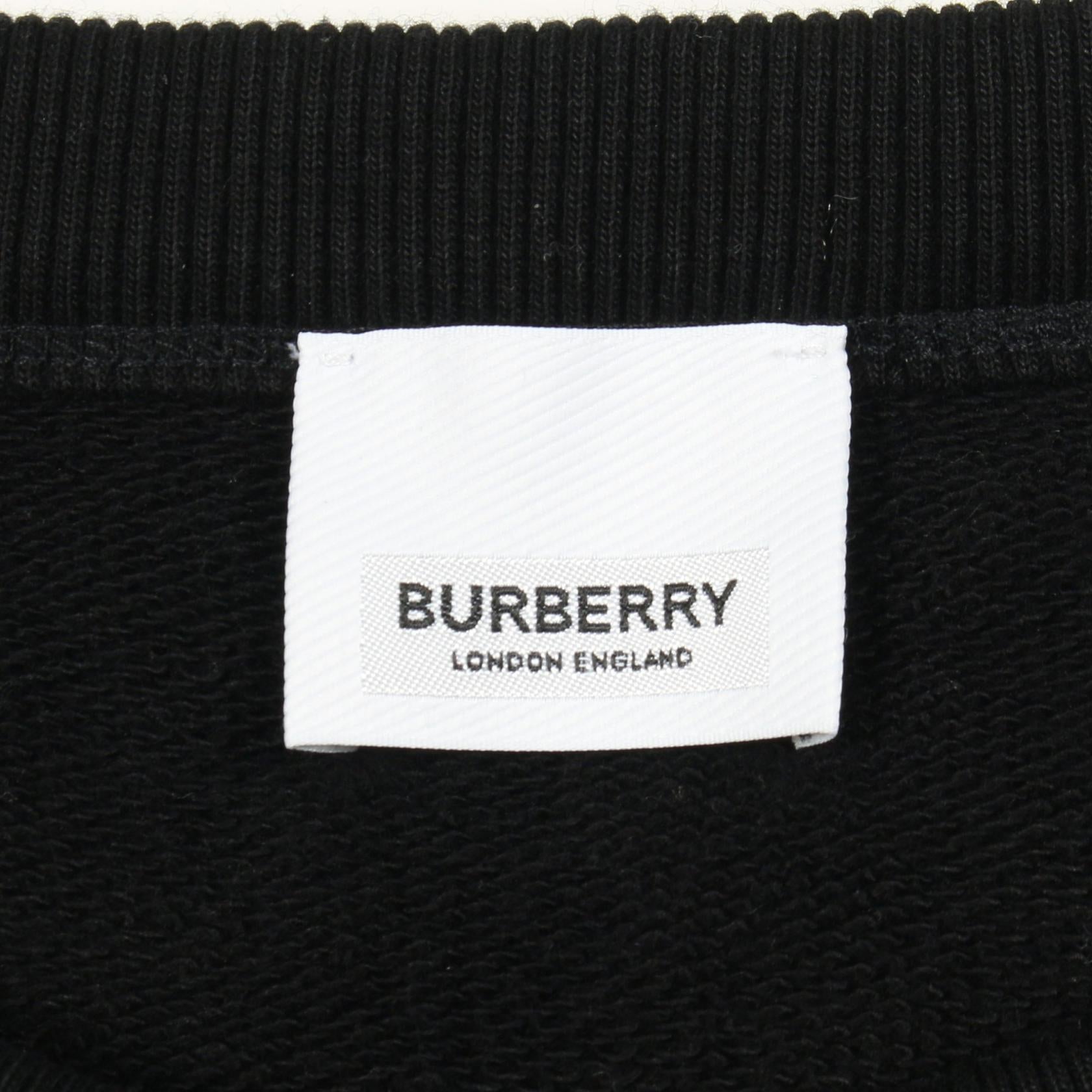 スウェットシャツ クルーネック ロゴ刺繍 コットン ブラック バーバリー トップス BURBERRY