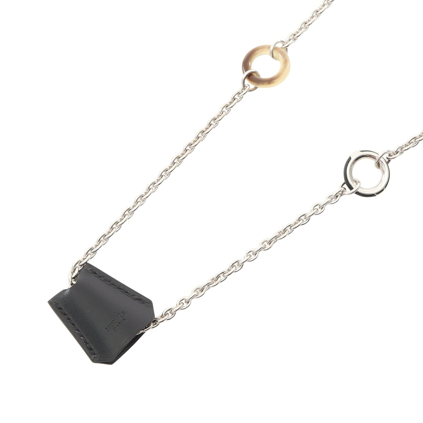 クロシェット ネックレス レザー バッファローホーン ブラック シルバー W刻印 エルメス アクセサリー HERMES