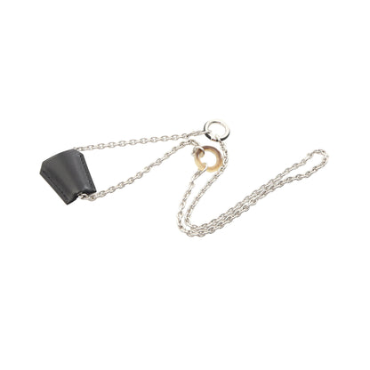 クロシェット ネックレス レザー バッファローホーン ブラック シルバー W刻印 エルメス アクセサリー HERMES