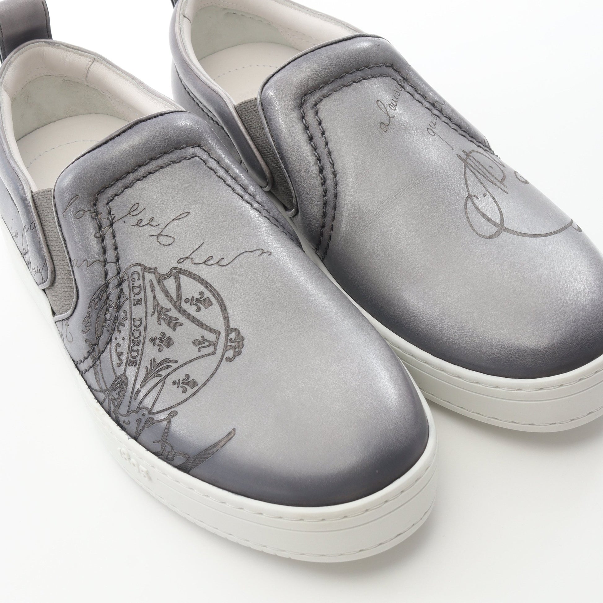 プレイタイム スクリット スリッポン レザー グレー ベルルッティ シューズ Berluti