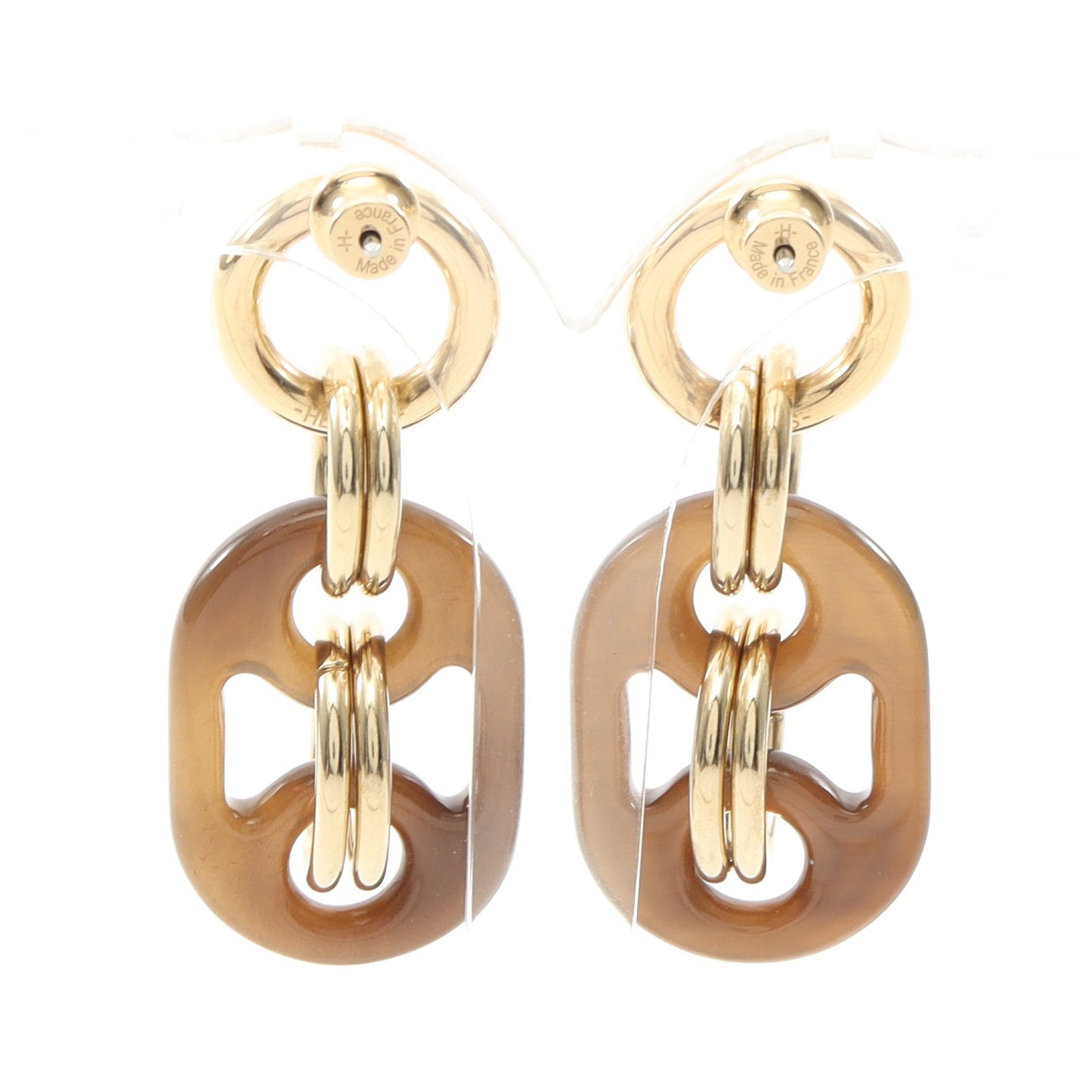 ユリディスPM ピアス バッファローホーン GP ダークブラウン ゴールド エルメス アクセサリー HERMES