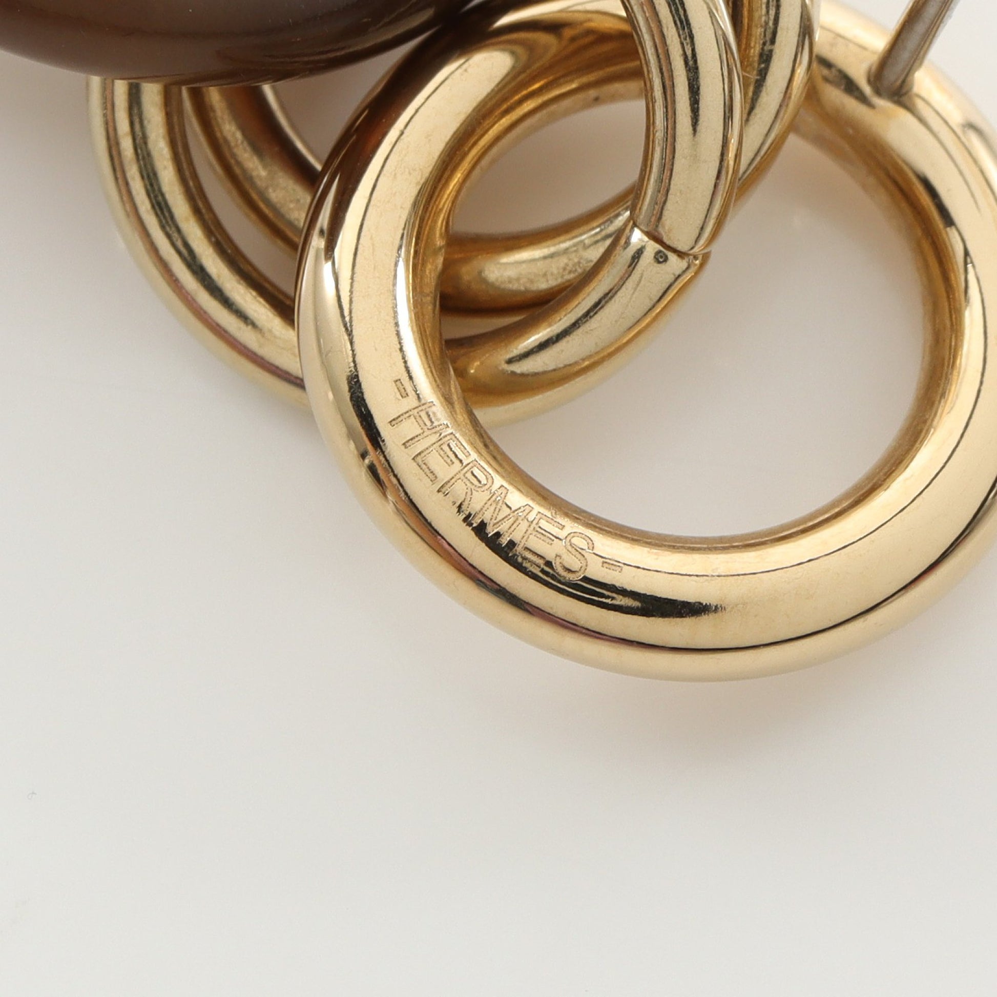 ユリディスPM ピアス バッファローホーン GP ダークブラウン ゴールド エルメス アクセサリー HERMES