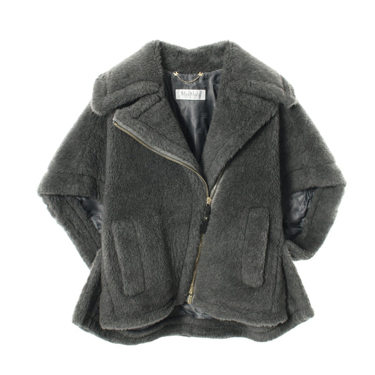 テディベア ケープジャケット ポンチョ ウール アルパカ シルク グレー マックスマーラ