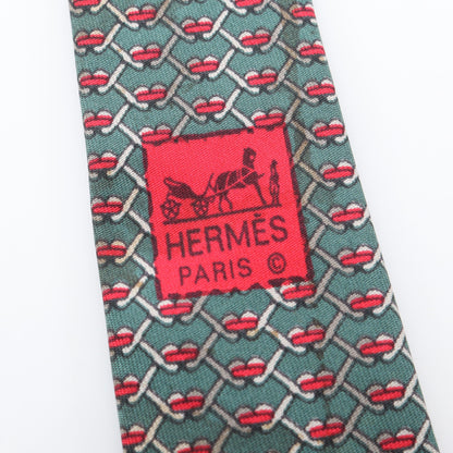ネクタイ 総柄 シルク グリーン レッド エルメス 財布・小物 HERMES