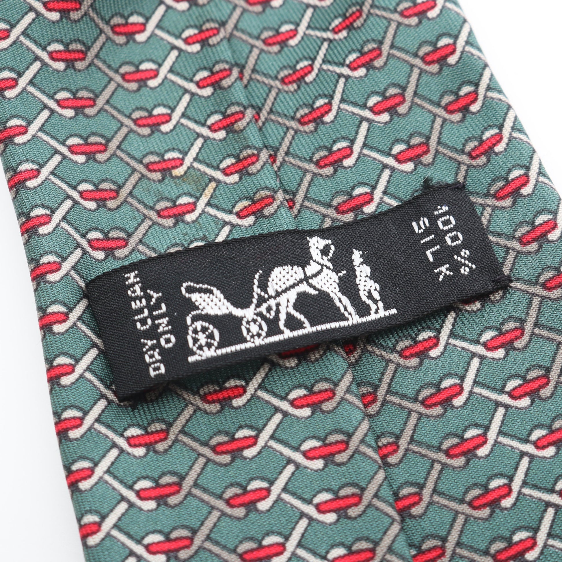 ネクタイ 総柄 シルク グリーン レッド エルメス 財布・小物 HERMES