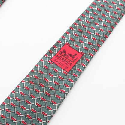 ネクタイ 総柄 シルク グリーン レッド エルメス 財布・小物 HERMES