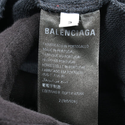TAPE TYPE RIPPED POCKET HOODIE ダメージ加工 プルオーバーパーカー コットン ブラック バレンシアガ トップス BALENCIAGA