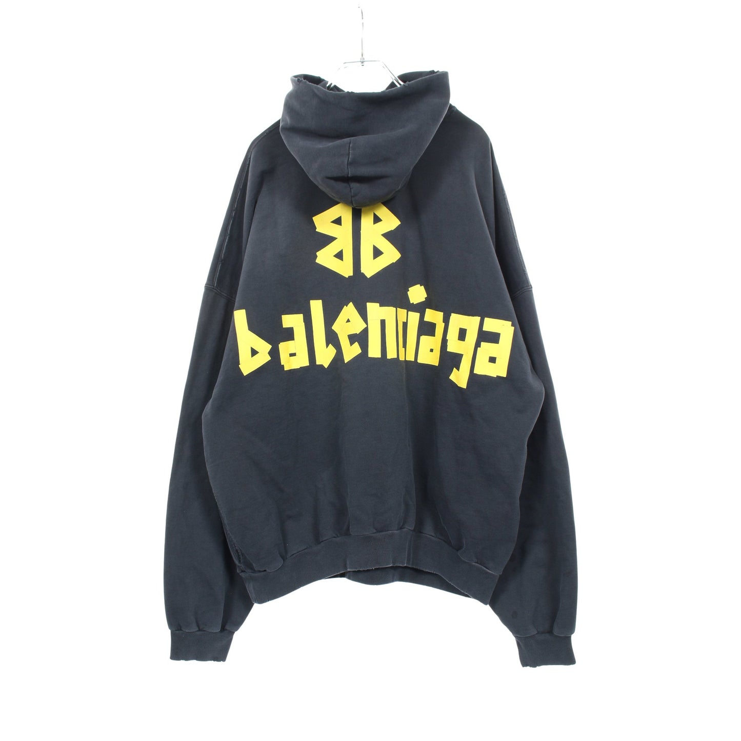 TAPE TYPE RIPPED POCKET HOODIE ダメージ加工 プルオーバーパーカー コットン ブラック バレンシアガ トップス BALENCIAGA