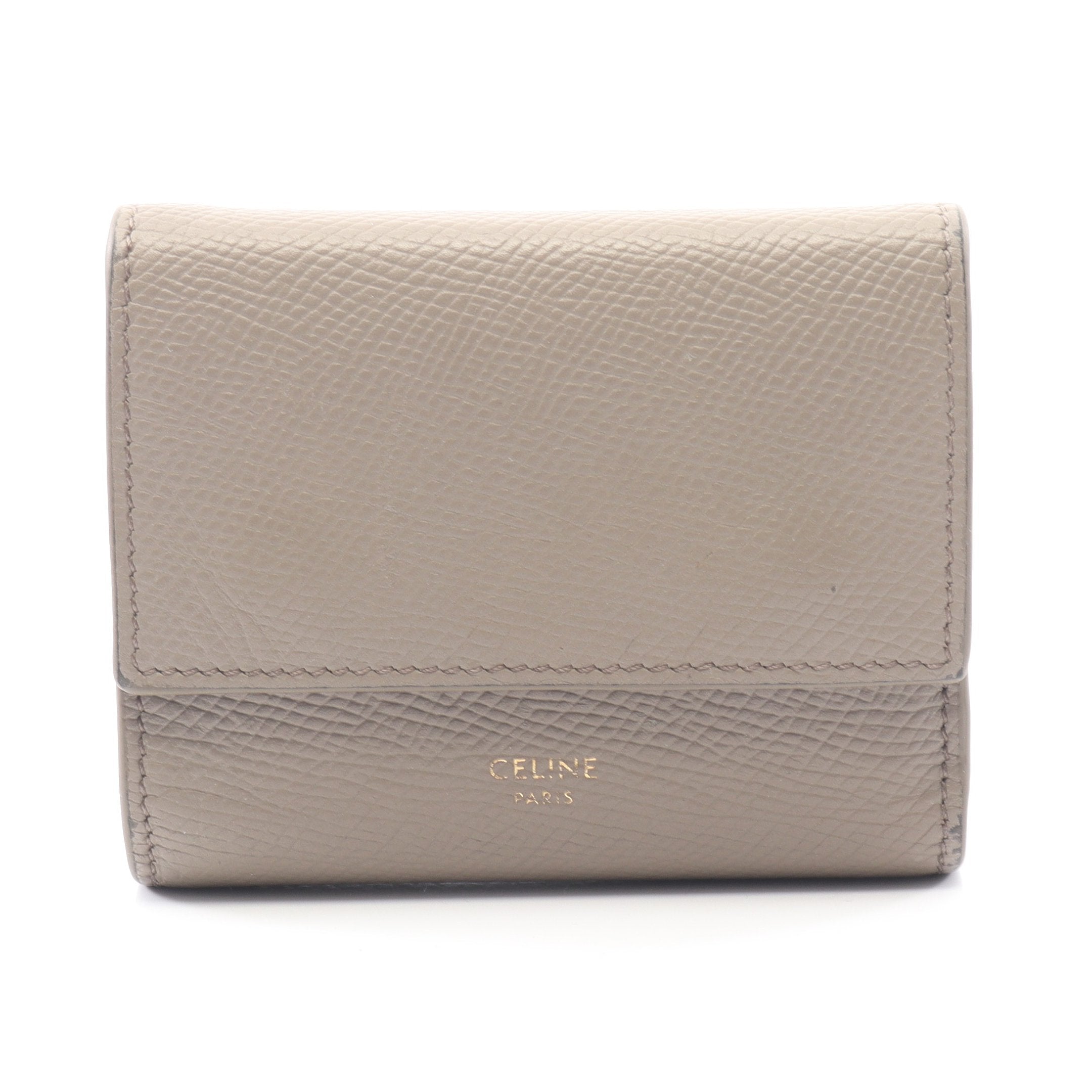 スモール トリフォールドウォレット 三つ折り財布 レザー グレー