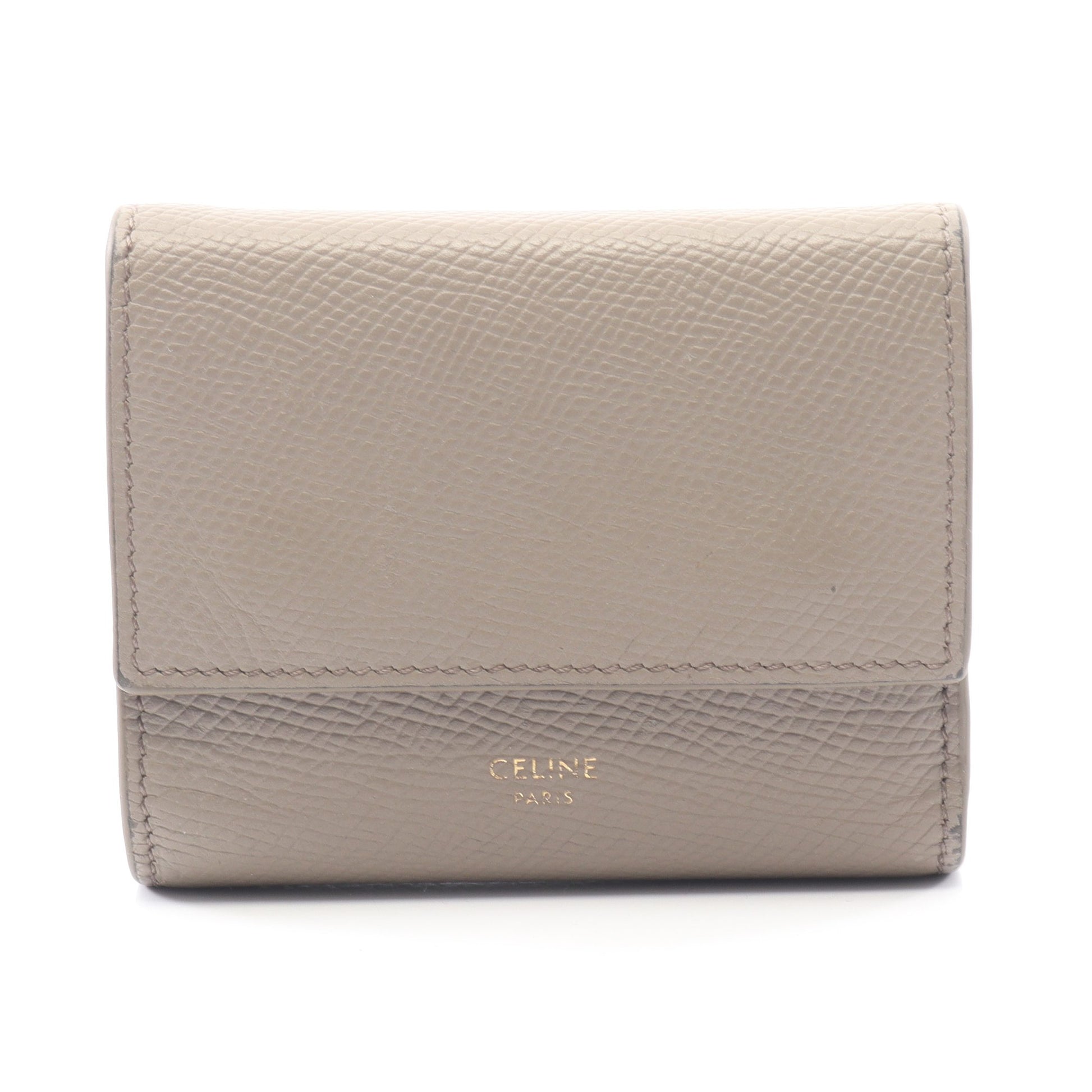 スモール トリフォールドウォレット 三つ折り財布 レザー グレーベージュ セリーヌ 財布・小物 CELINE