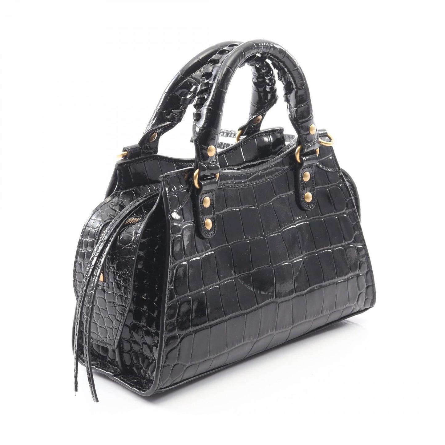 NEO CLASS CITY MINI ネオ クラシック シティ ミニ ハンドバッグ レザー ブラック クロコ型押し 2WAY バレンシアガ バッグ BALENCIAGA
