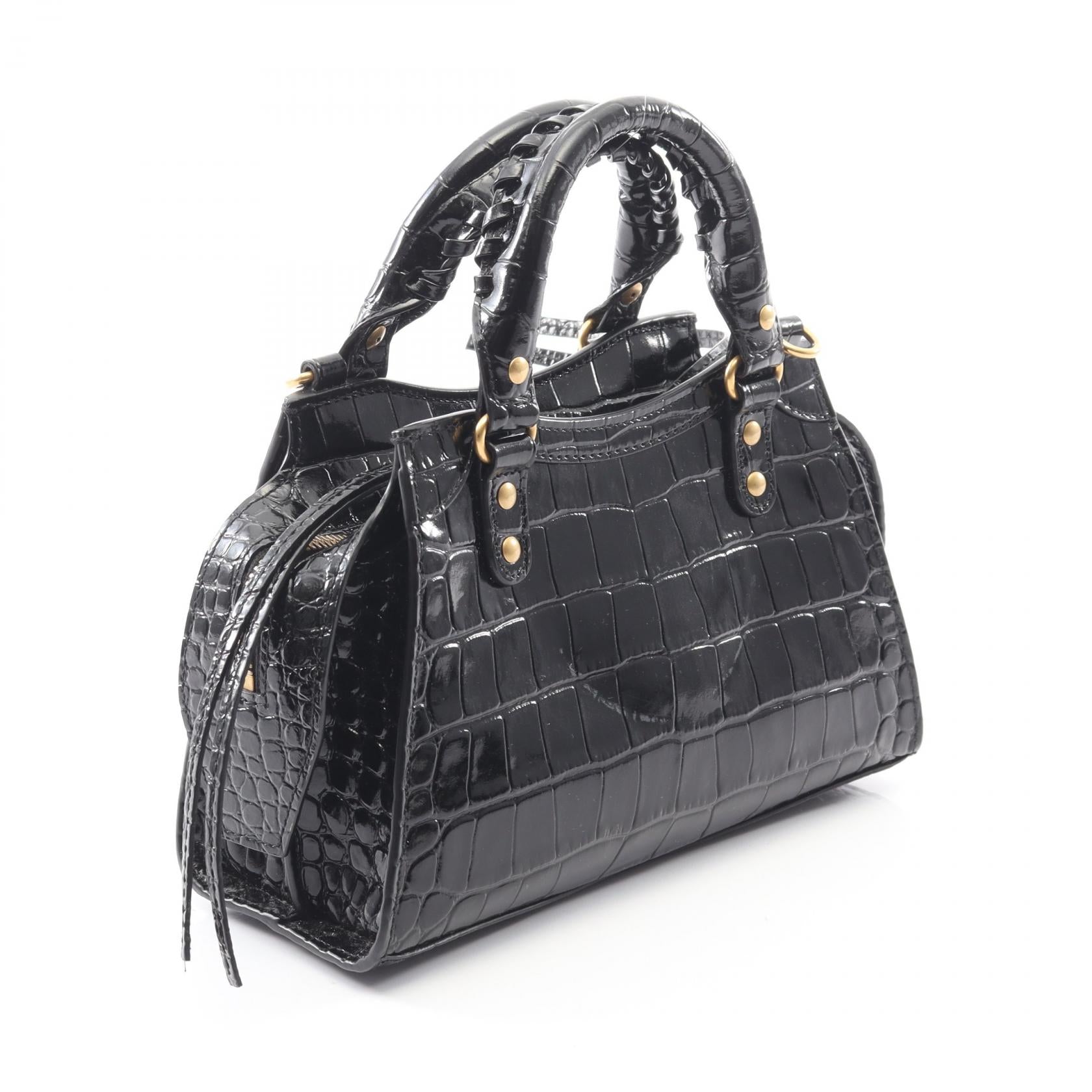 NEO CLASS CITY MINI ネオ クラシック シティ ミニ ハンドバッグ レザー ブラック クロコ型押し 2WAY バレンシアガ バッグ BALENCIAGA