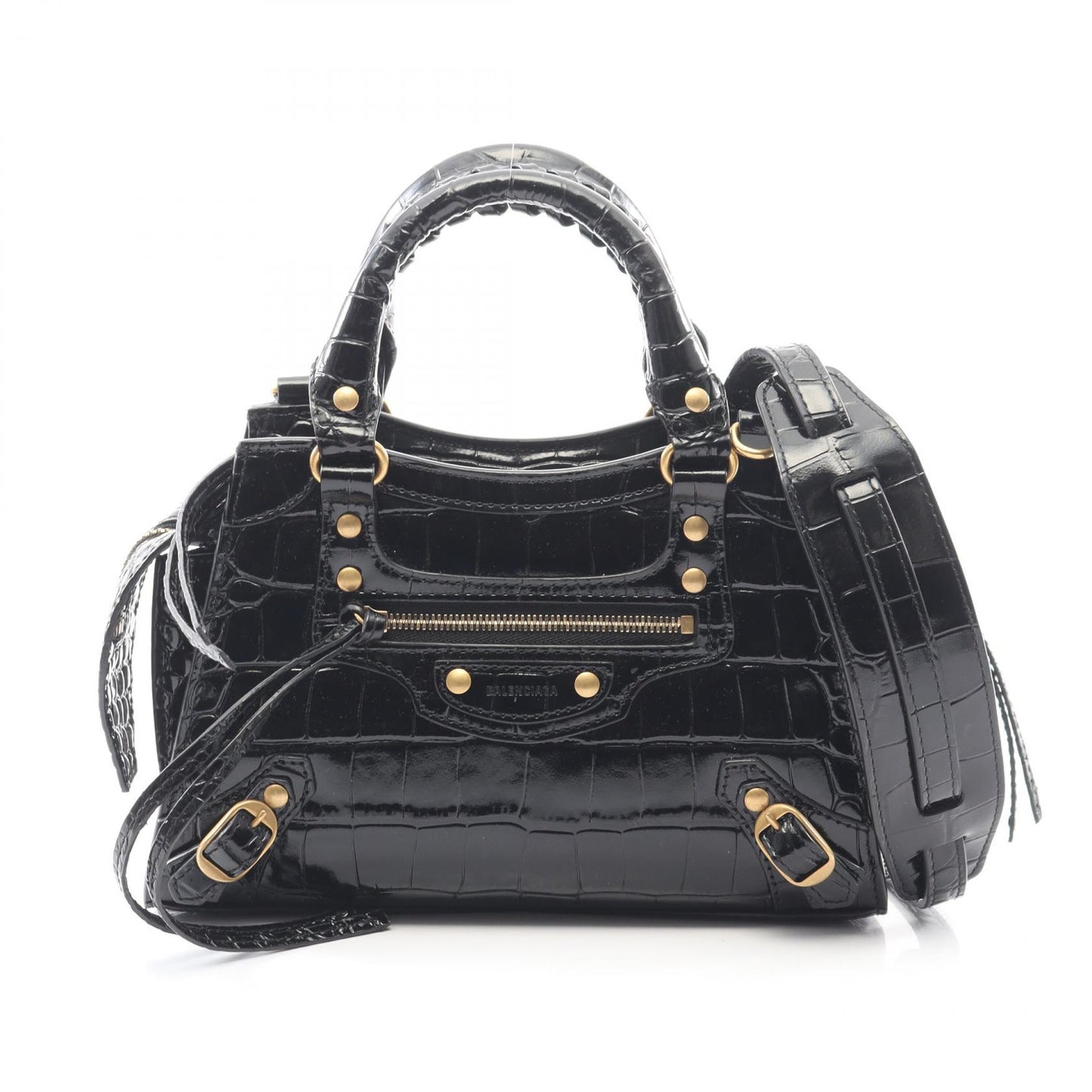 NEO CLASS CITY MINI ネオ クラシック シティ ミニ ハンドバッグ レザー ブラック クロコ型押し 2WAY バレンシアガ バッグ BALENCIAGA